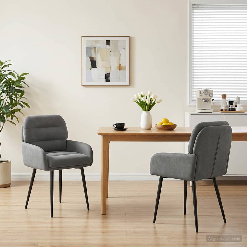 Spisestole 2 pcs Fløjl Mørkegrå 59 x 59,5 x 90 cm