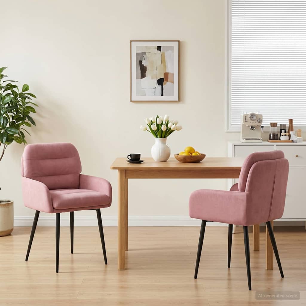 Spisestole 2 pcs Fløjl Lyserød 59 x 59,5 x 90 cm