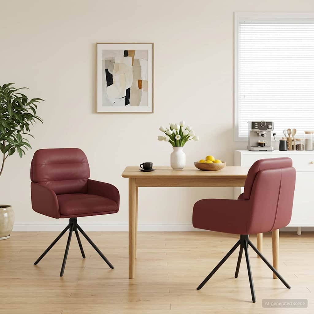 Svingende Spisestole 2 pcs Kunstlæder Vinrød 59x59,5x90cm