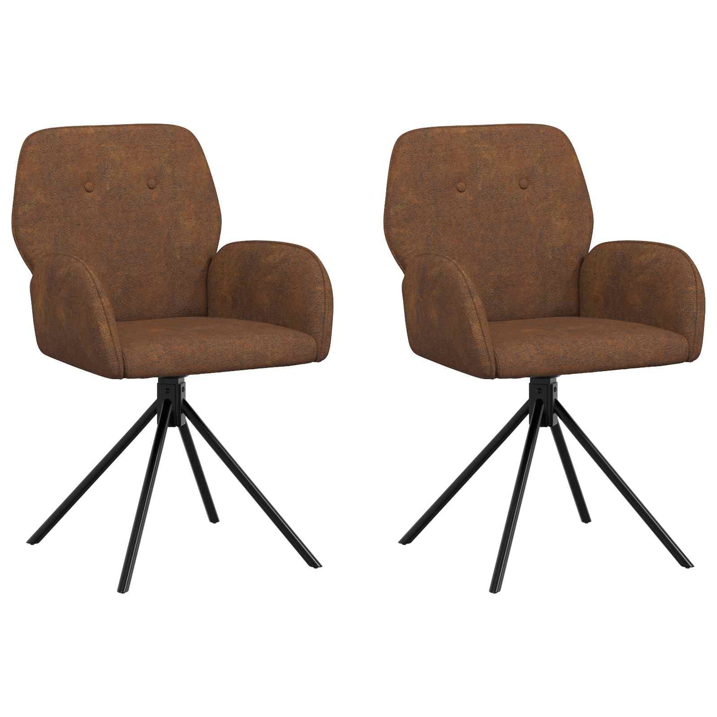 Svingende Spisestole 2 pcs Faux Suede Læder Brun