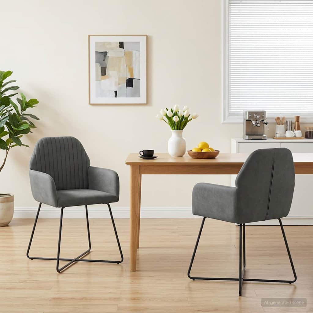 Spisestole 2 pcs Fløjl Mørkegrå 55 x 50 x 84 cm