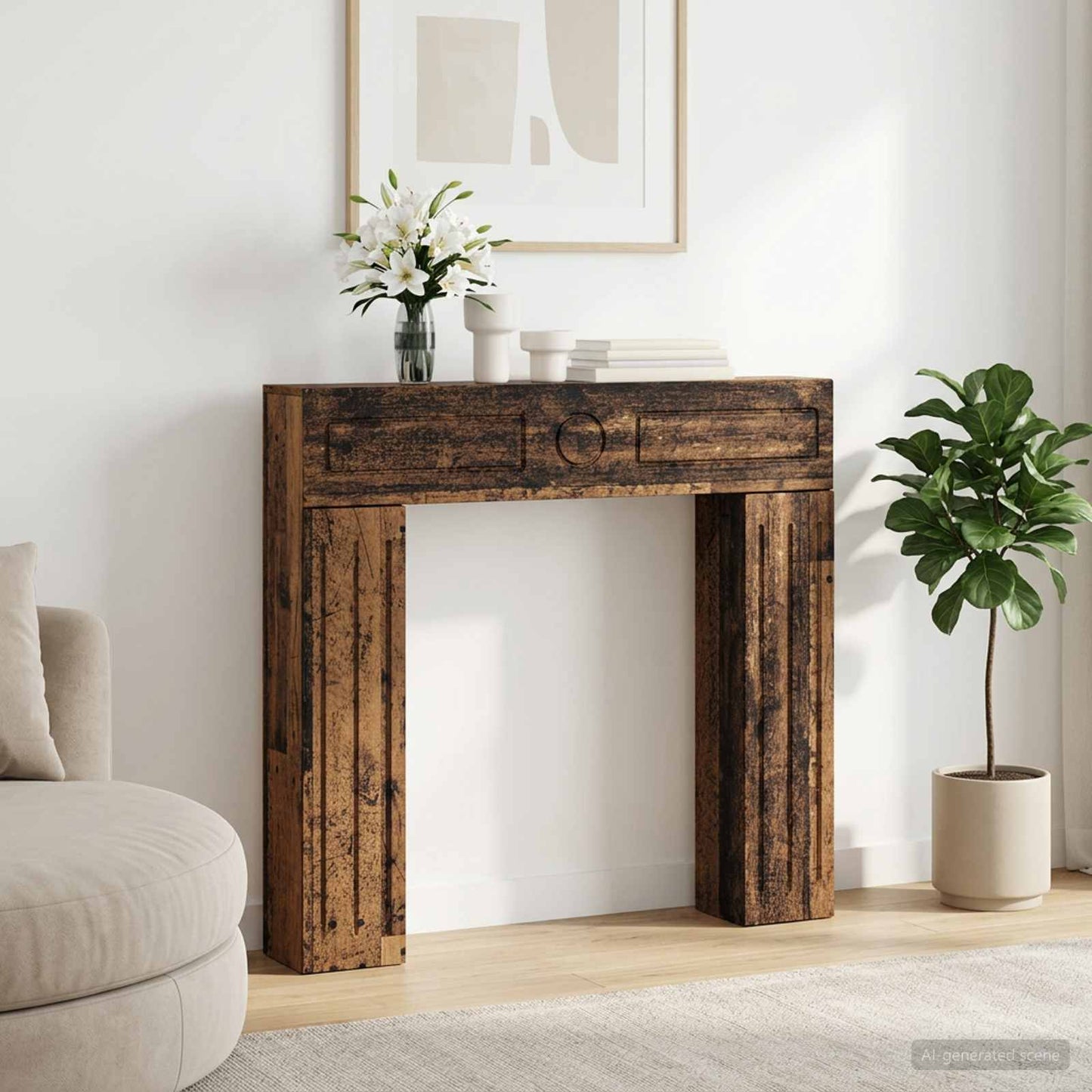 Pejseramme Gammelt træ 102 x 18 x 100,5 cm Konstrueret træ