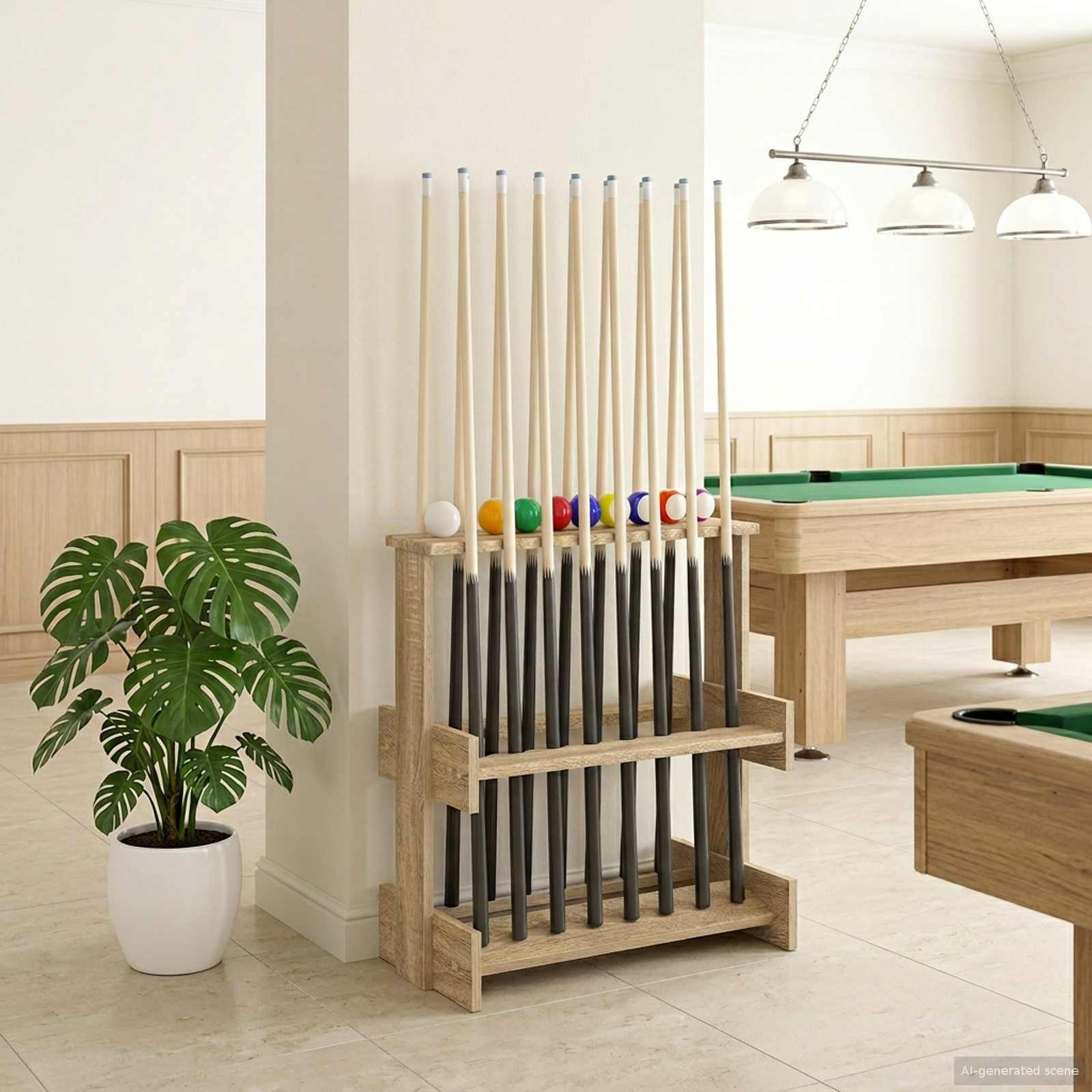 Billardkøholder fritstående 60 x 35 x 60 cm i konstrueret træ - Sonoma-eg
