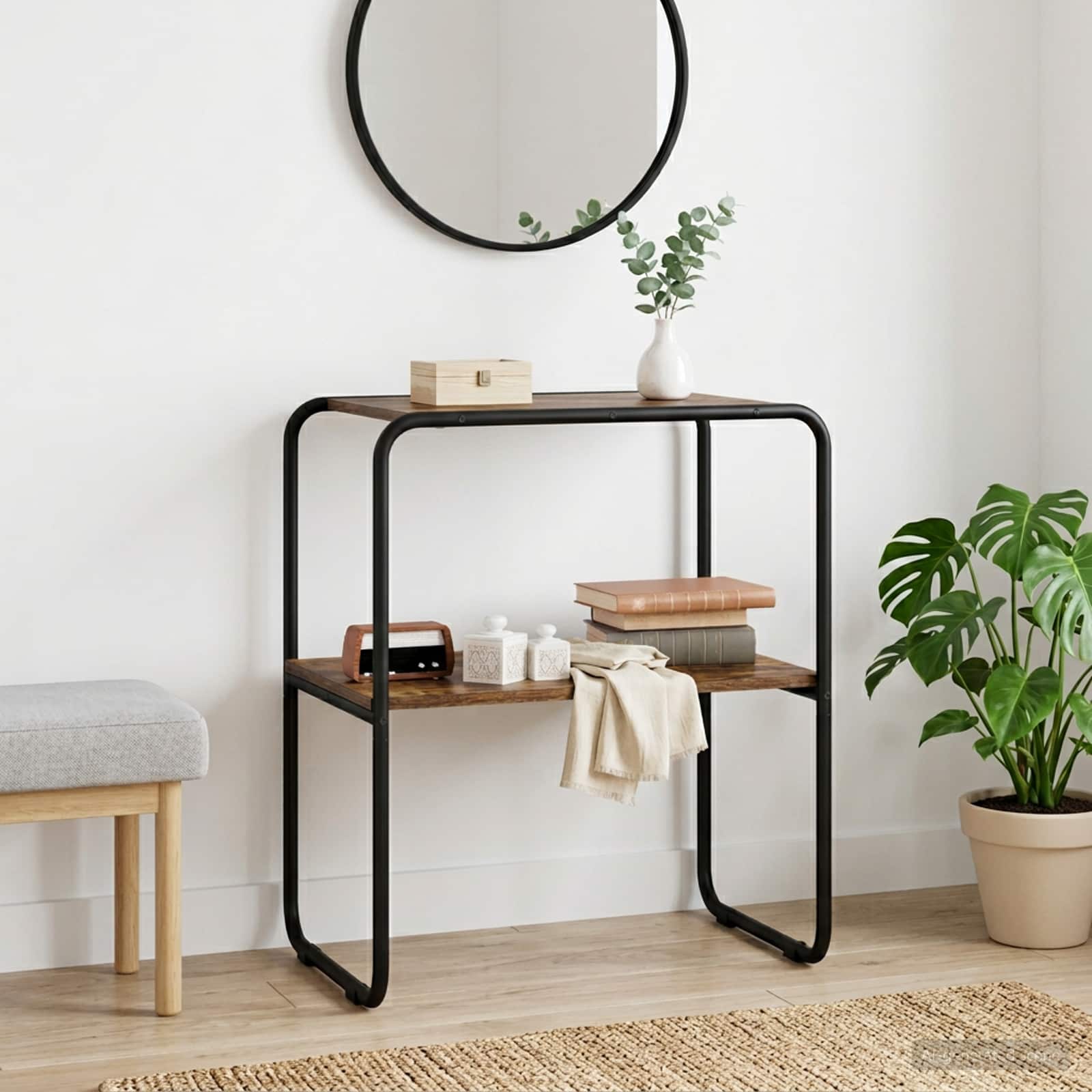 Konsolbord Røget eg 60 x 42,5 x 70 cm Konstrueret træ billede