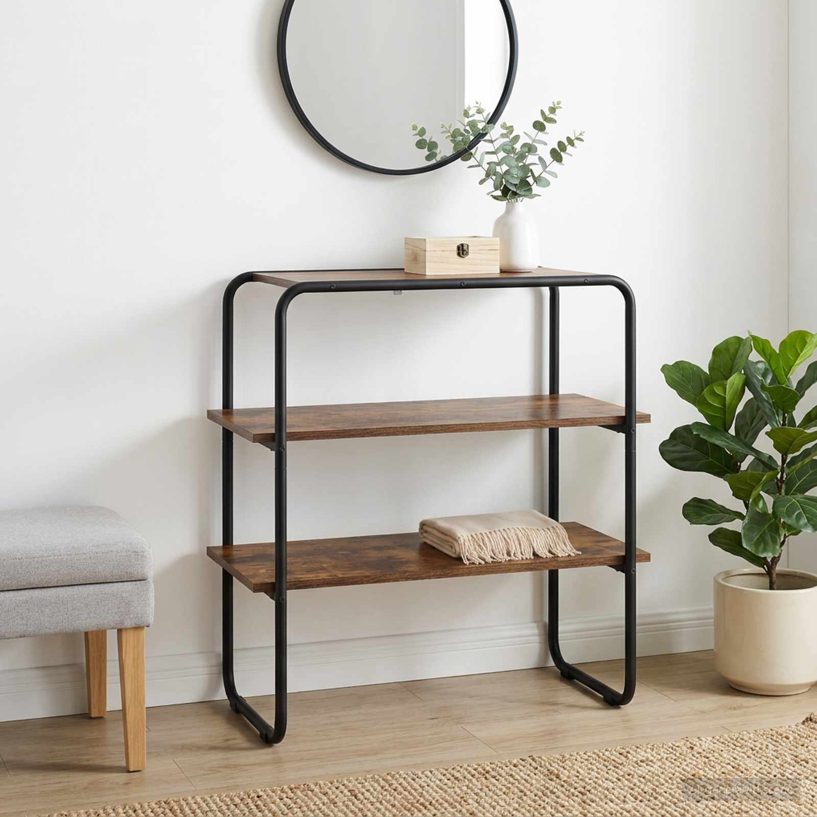 Konsolbord Røget eg 80 x 41 x 75 cm Konstrueret træ billede