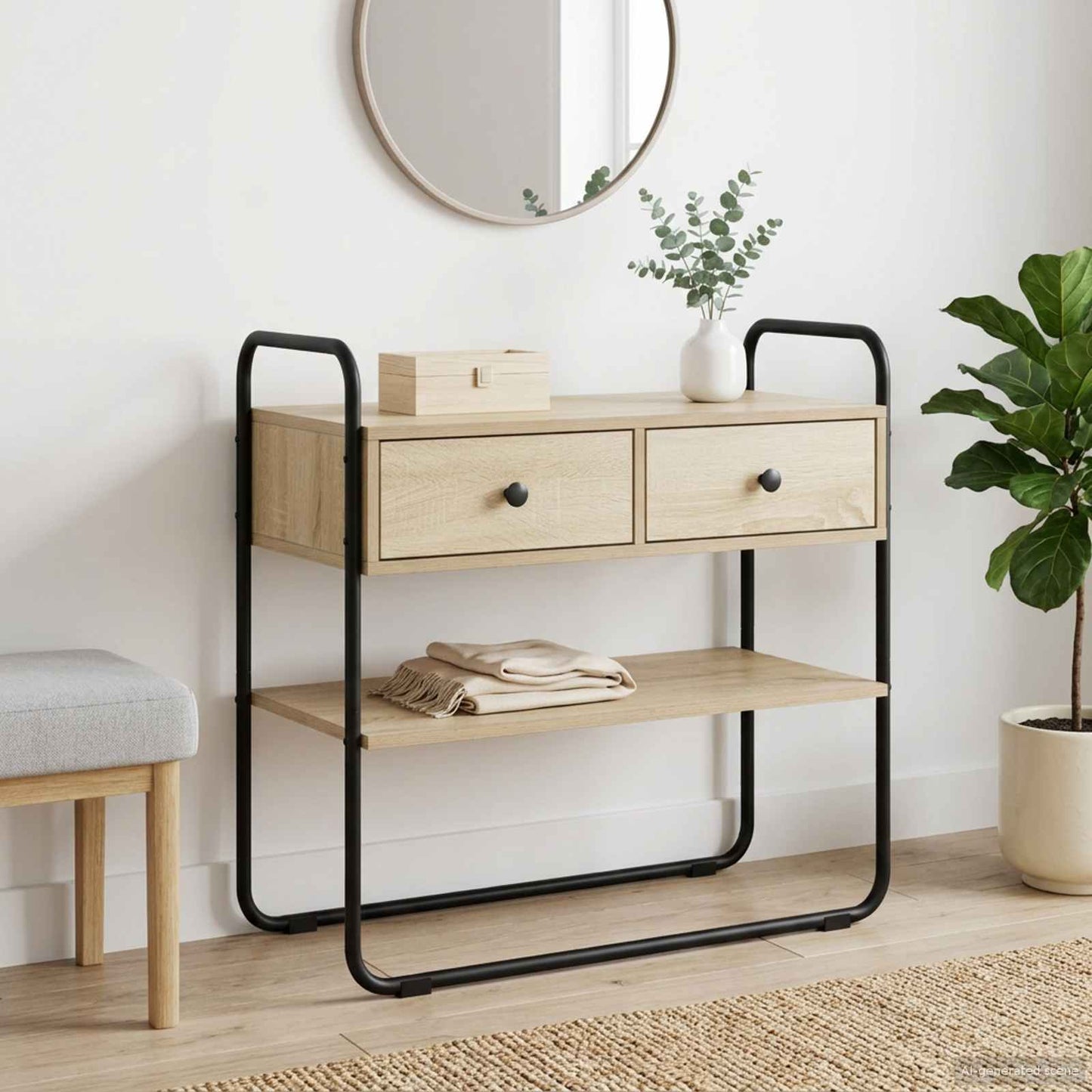 Konsolbord Sonoma-eg 80 x 40 x 75 cm Konstrueret træ