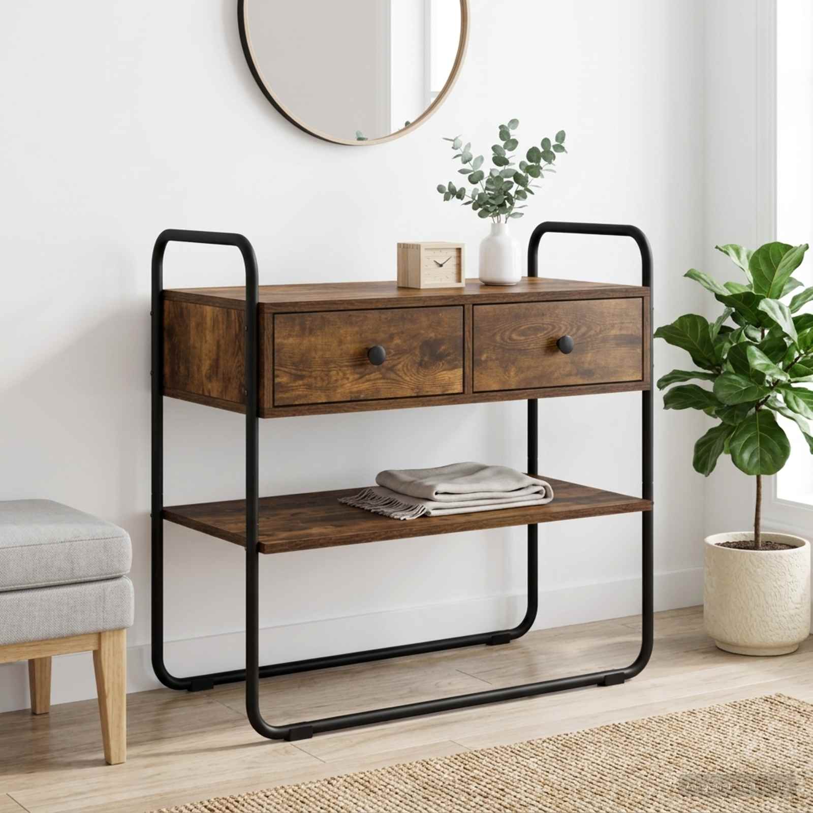 Konsolbord Røget eg 100 x 40 x 75 cm Konstrueret træ billede
