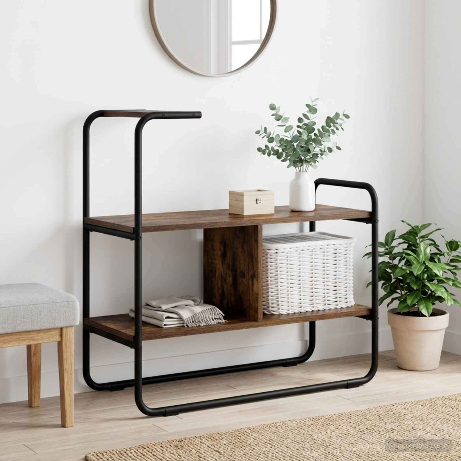 Konsolbord Røget eg 80 x 35 x 75 cm Konstrueret træ billede