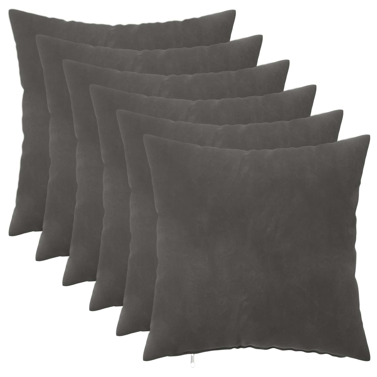 Pudebetræk 6 pcs HEERLEN Mørkegrå 30 x 30 cm Fløjl