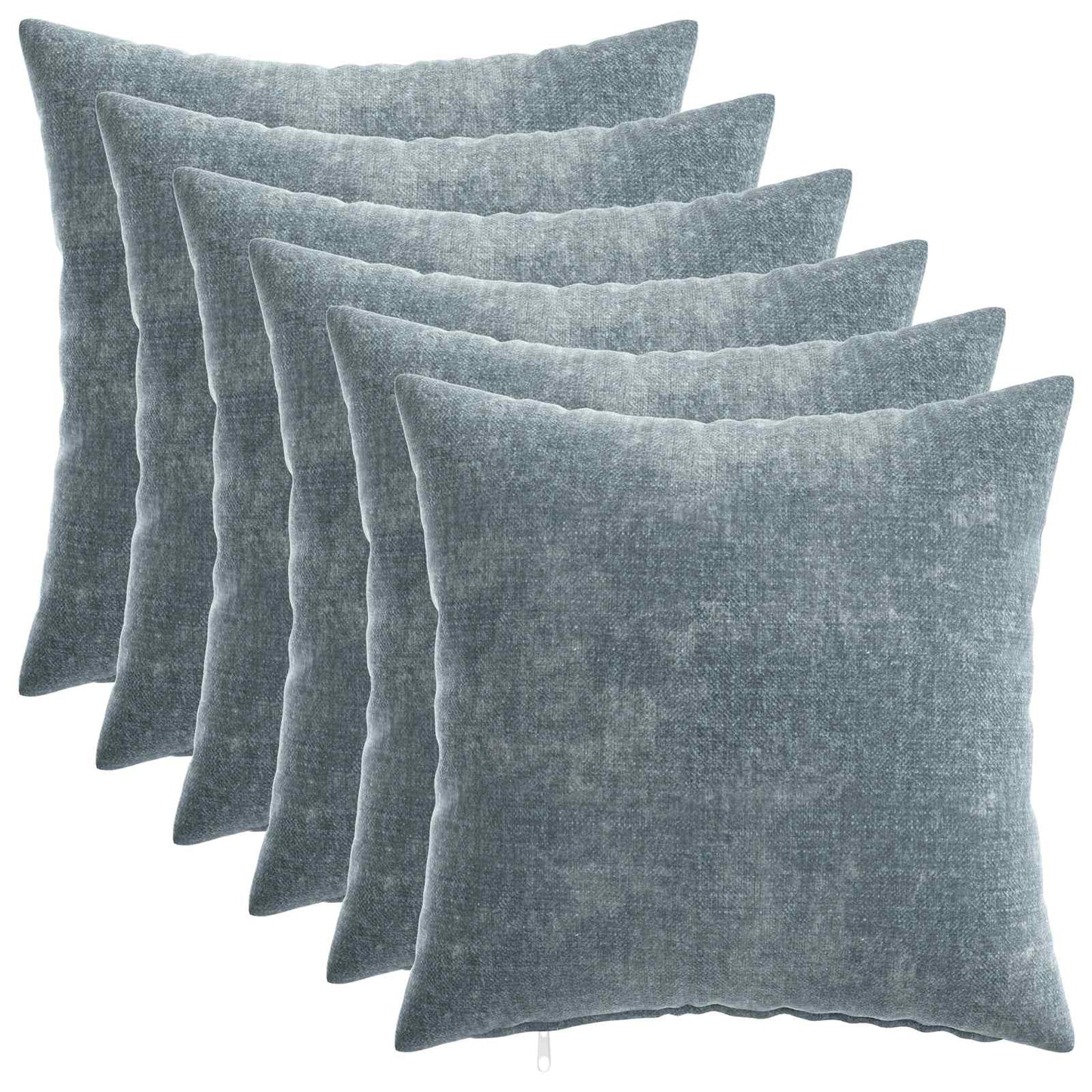 Pudebetræk 6 stk. HEERLEN Lyseblå 30 x 30 cm Chenille Stof