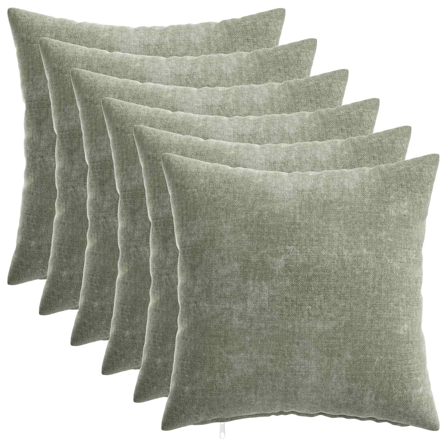 Pudebetræk 6 stk. HEERLEN Grøn 30 x 30 cm Chenille Stof