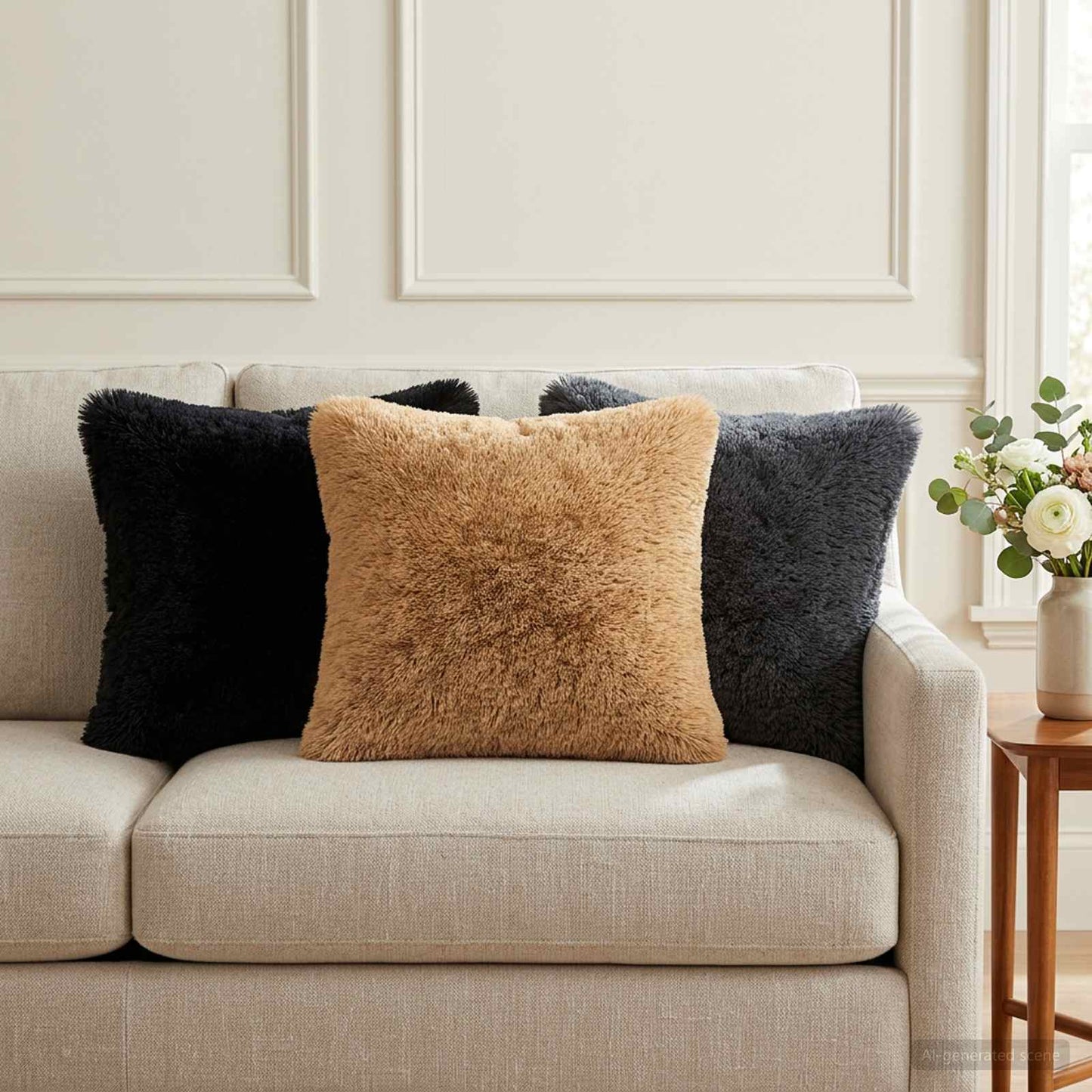 Pudebetræk 6 pcs HEERLEN Gråbrun 40 x 40 cm PV Fleece