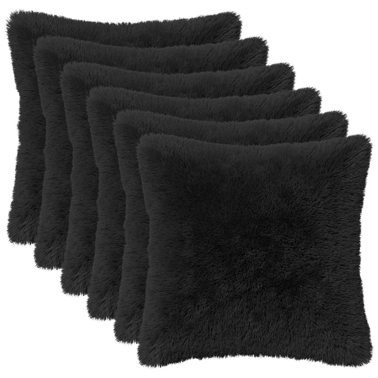 Pudebetræk 6 pcs HEERLEN Sort 30 x 30 cm PV Fleece