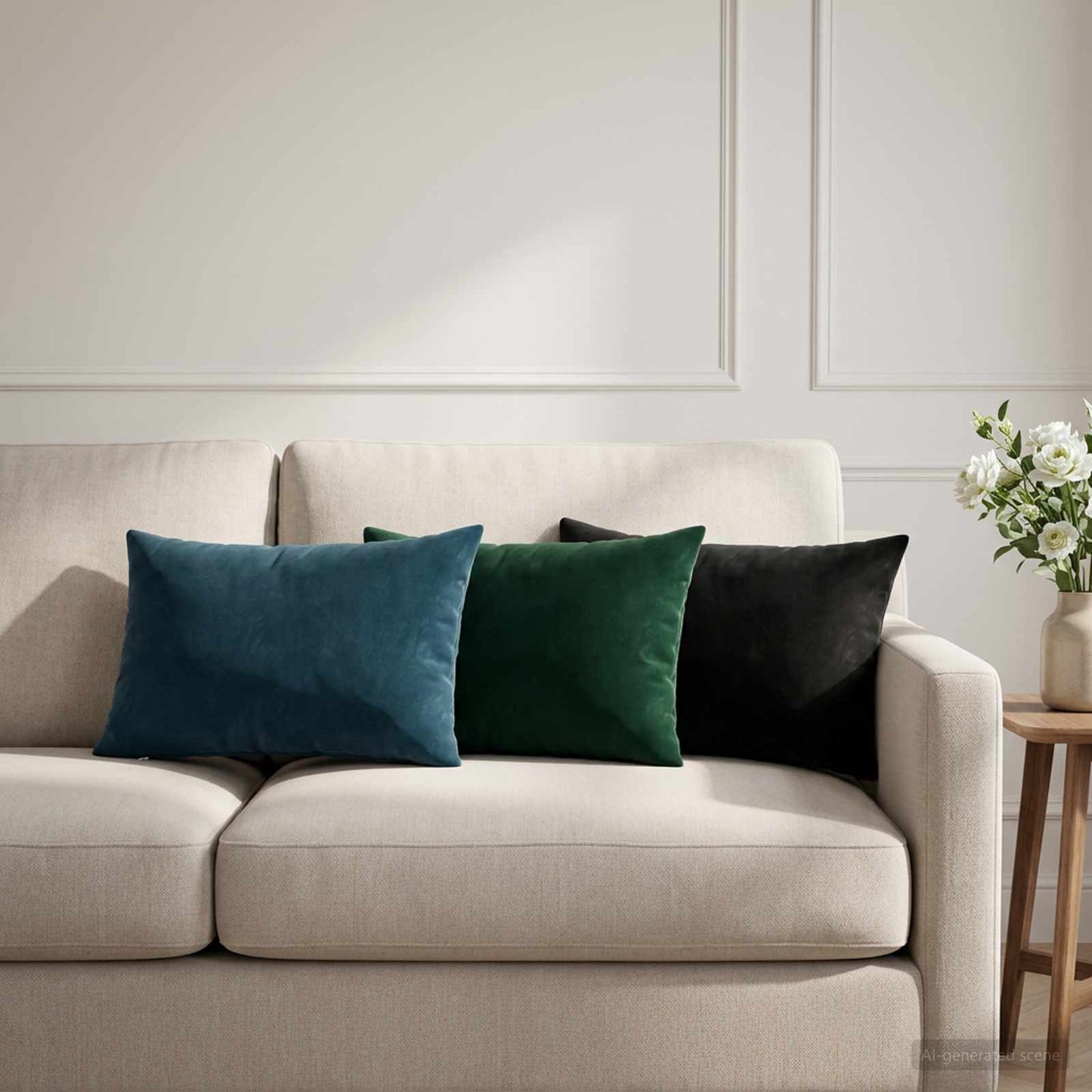 Pudebetræk 6 pcs HEERLEN Sort 40 x 60 cm Fløjl