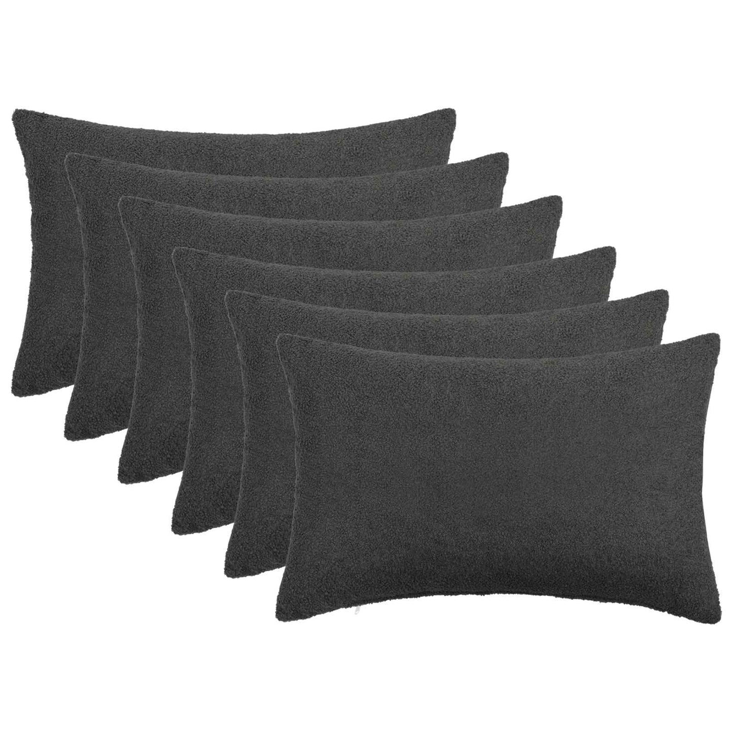 Pudebetræk 6 pcs HEERLEN Mørkegrå 30 x 50 cm Bouclé