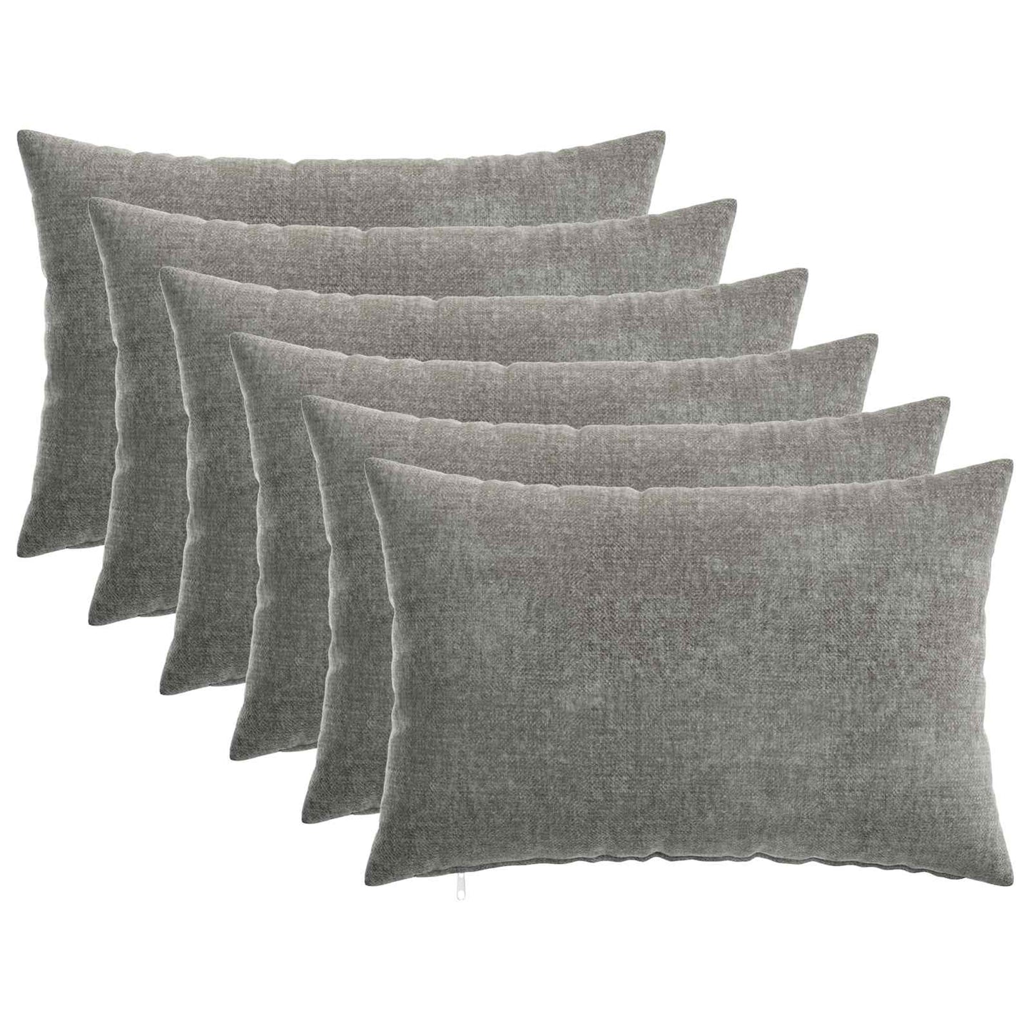 Pudebetræk 6 stk. HEERLEN Mørkegrå 30 x 50 cm Chenille Stof