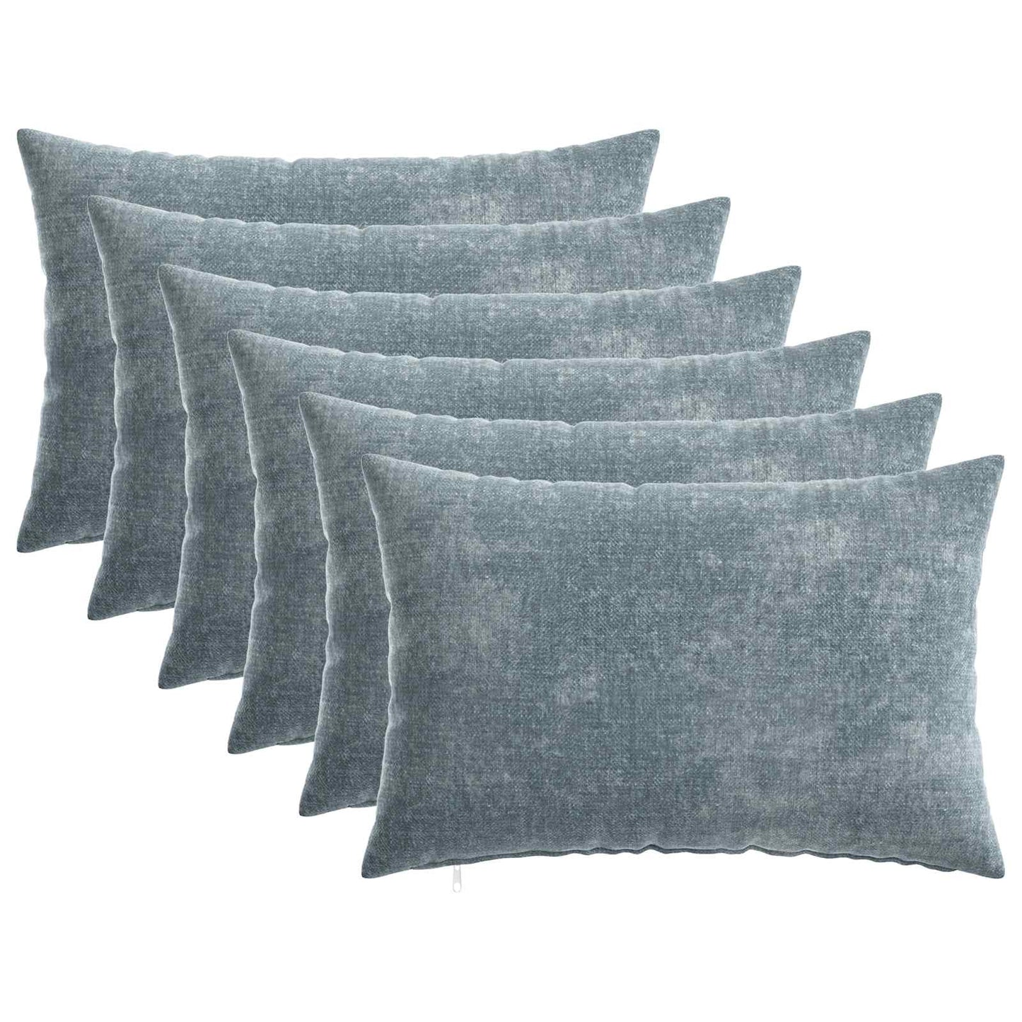 Pudebetræk 6 stk. HEERLEN Lyseblå 30 x 50 cm Chenille Stof