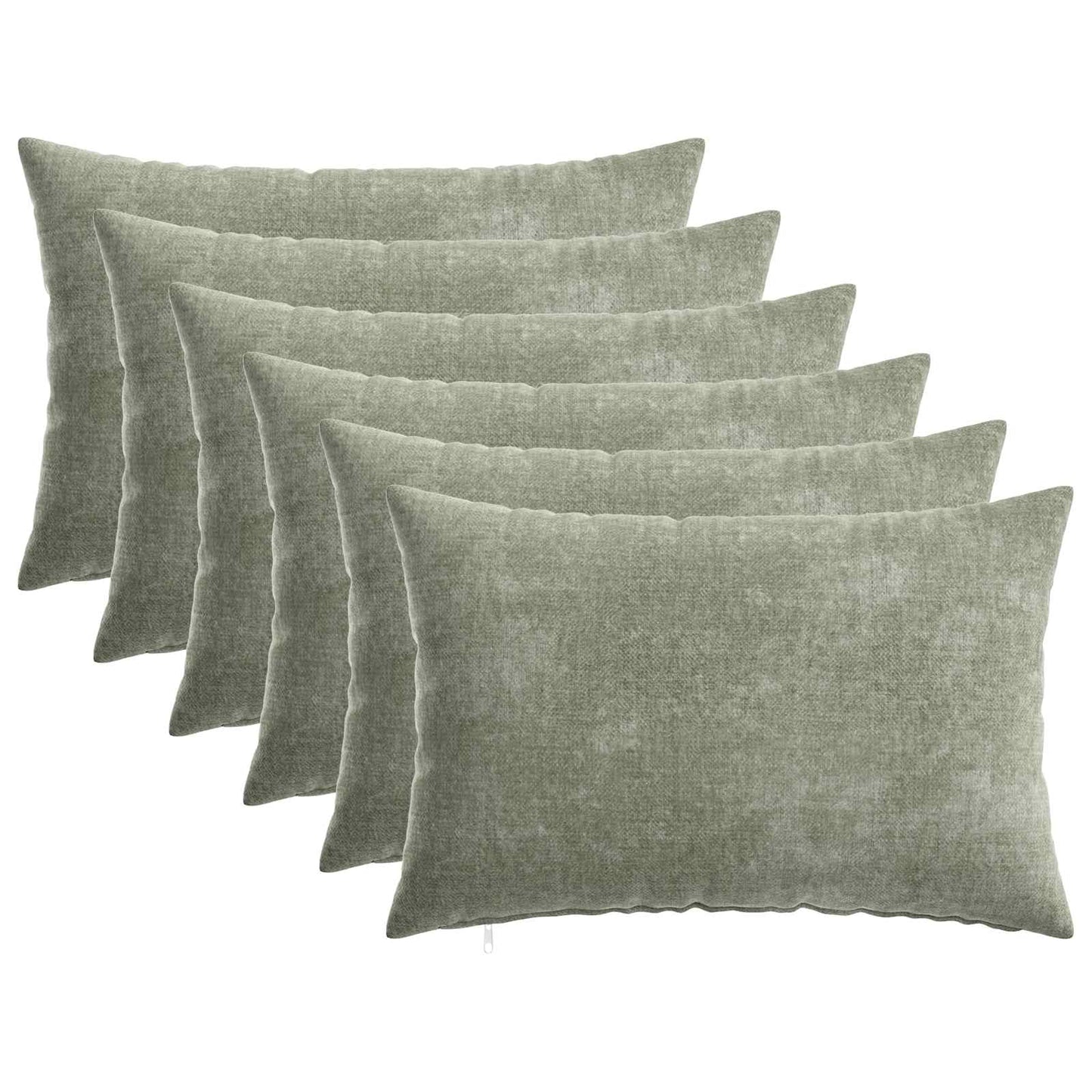 Pudebetræk 6 stk. HEERLEN Grøn 30 x 50 cm Chenille Stof