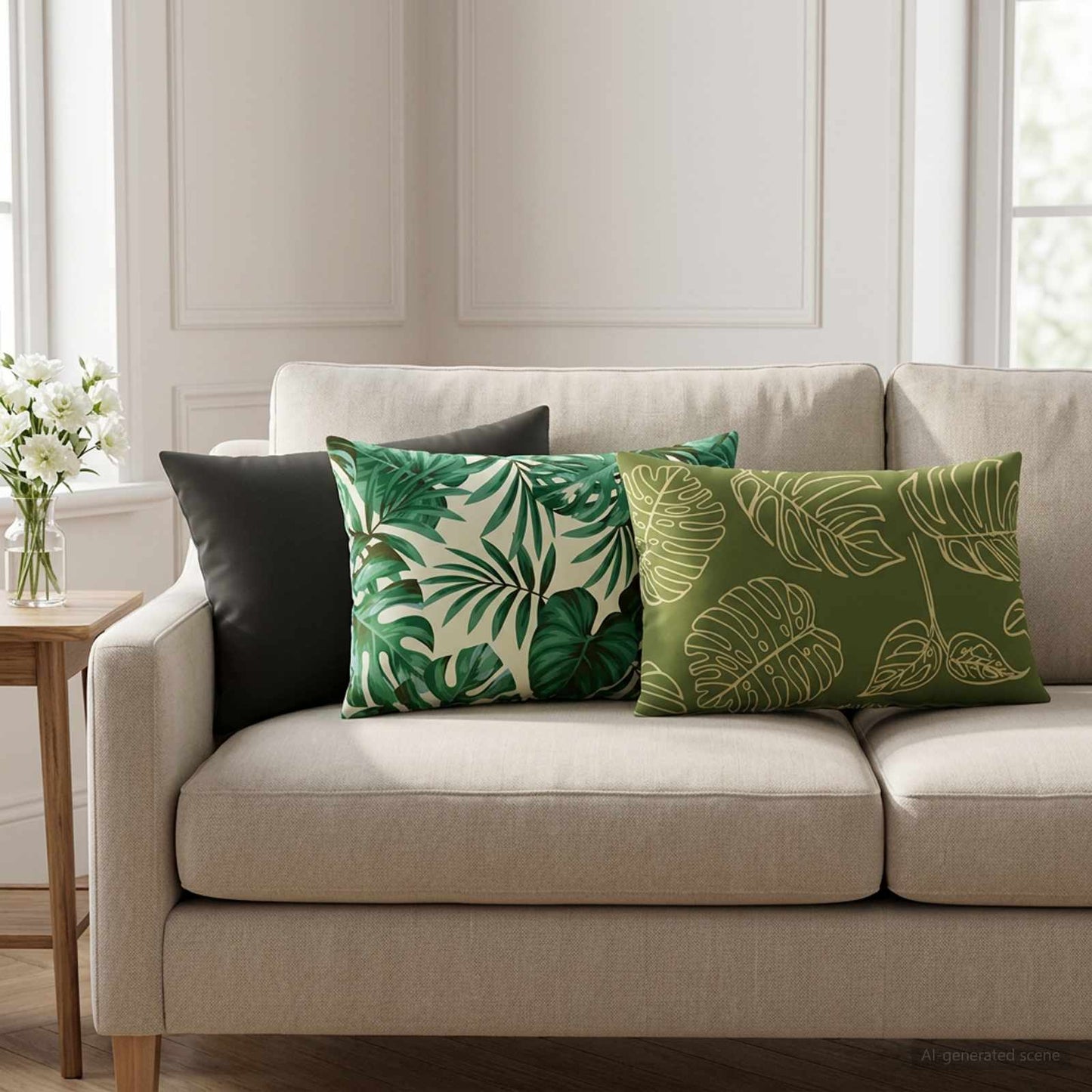 Pudebetræk 6 pcs HEERLEN Bladdesign 30 x 50 cm Polyester