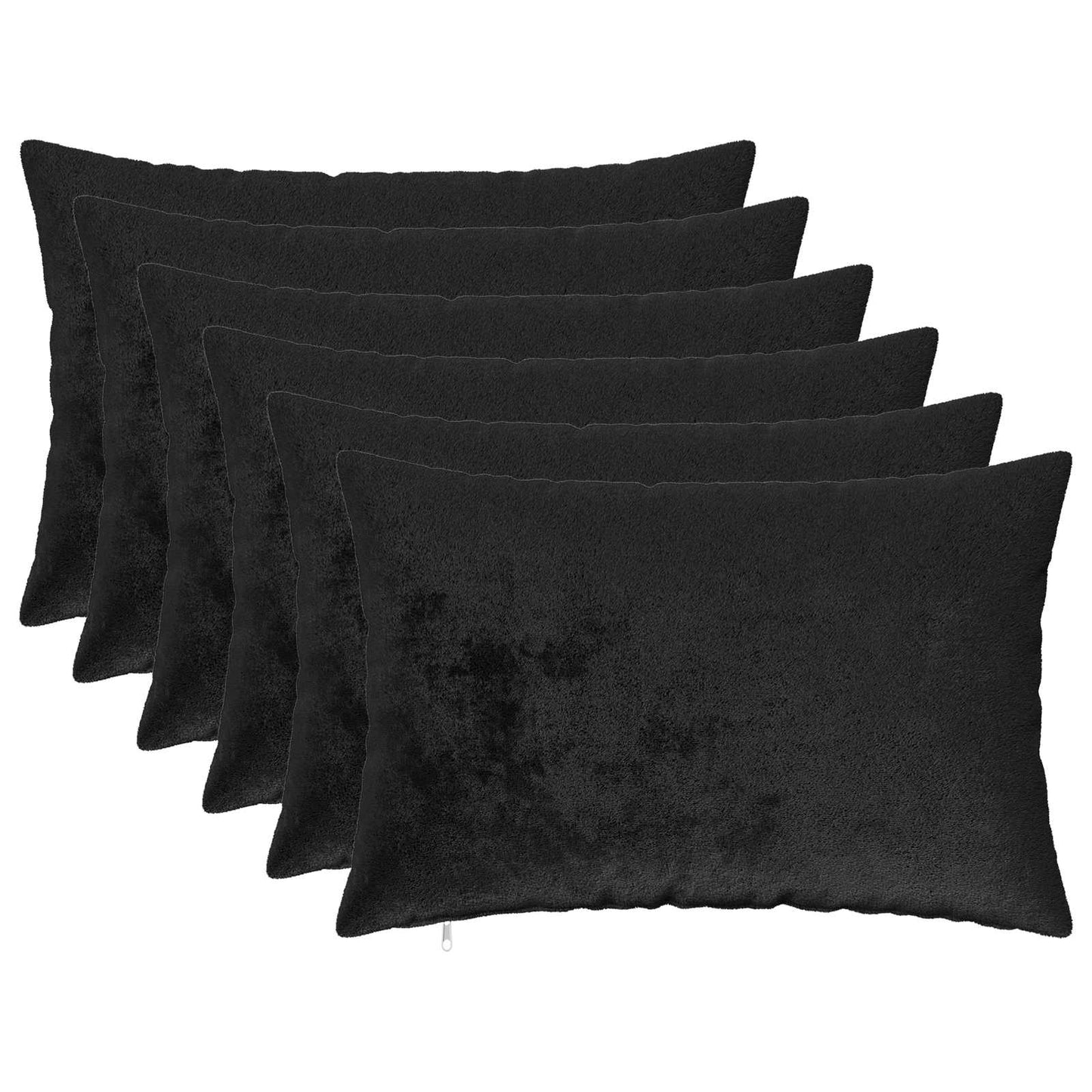 Pudebetræk 6 pcs HEERLEN Sort 30 x 50 cm Flannel