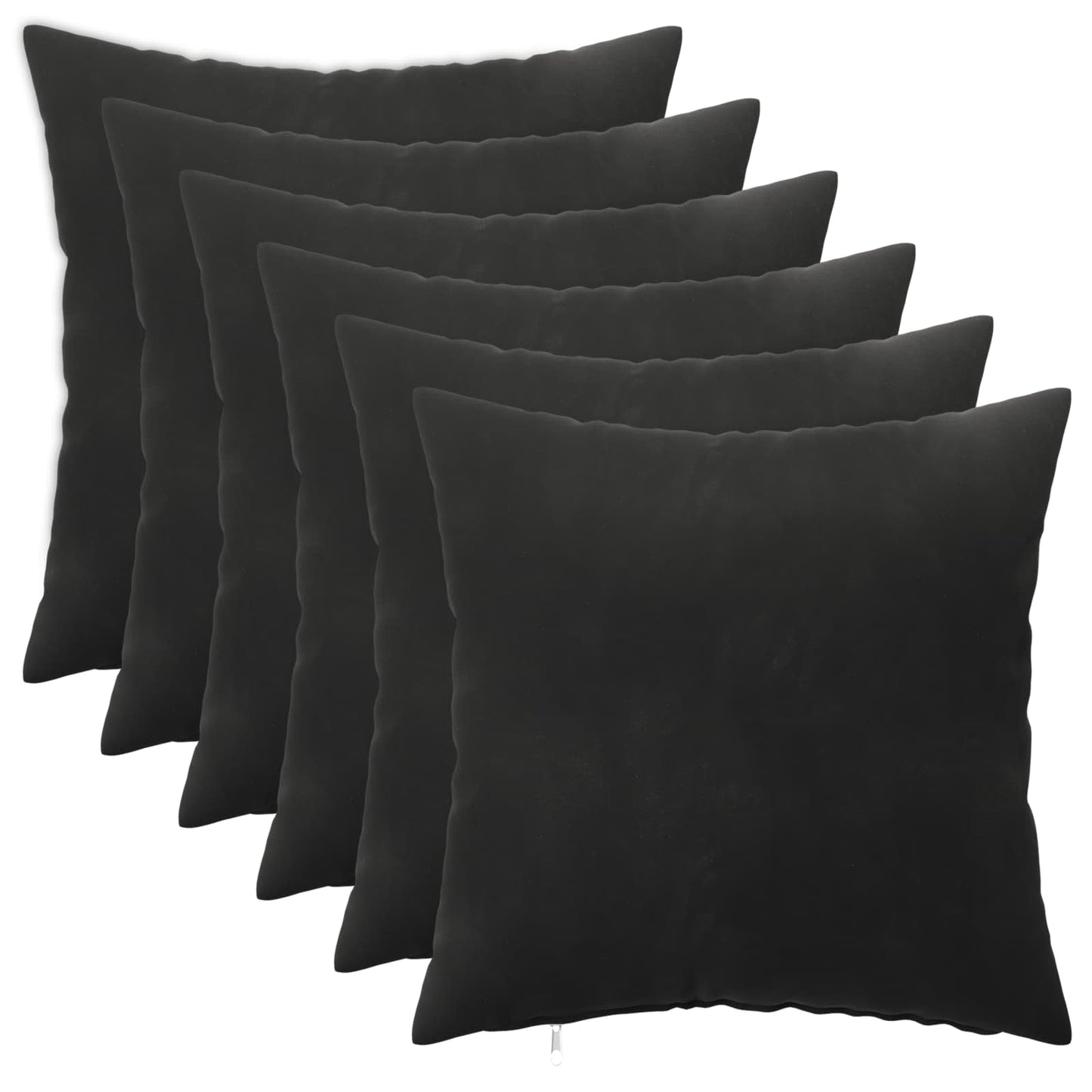 Pudebetræk 6 pcs HEERLEN Sort 35 x 35 cm Fløjl