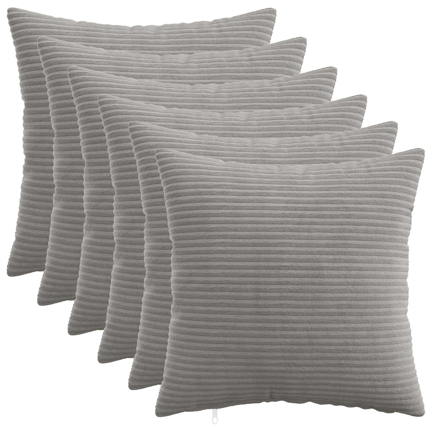 Pudebetræk 6 stk. HEERLEN Lysegrå 35 x 35 cm cordfløjl