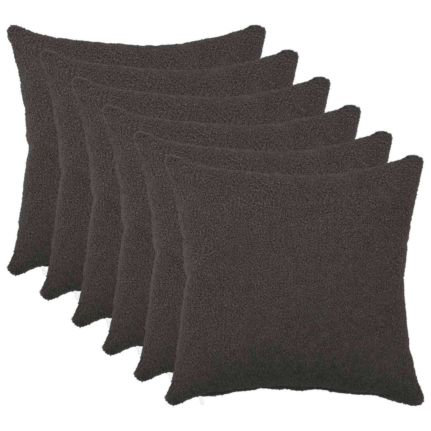 Pudebetræk 6 pcs HEERLEN Mørkegrå 35 x 35 cm Bouclé