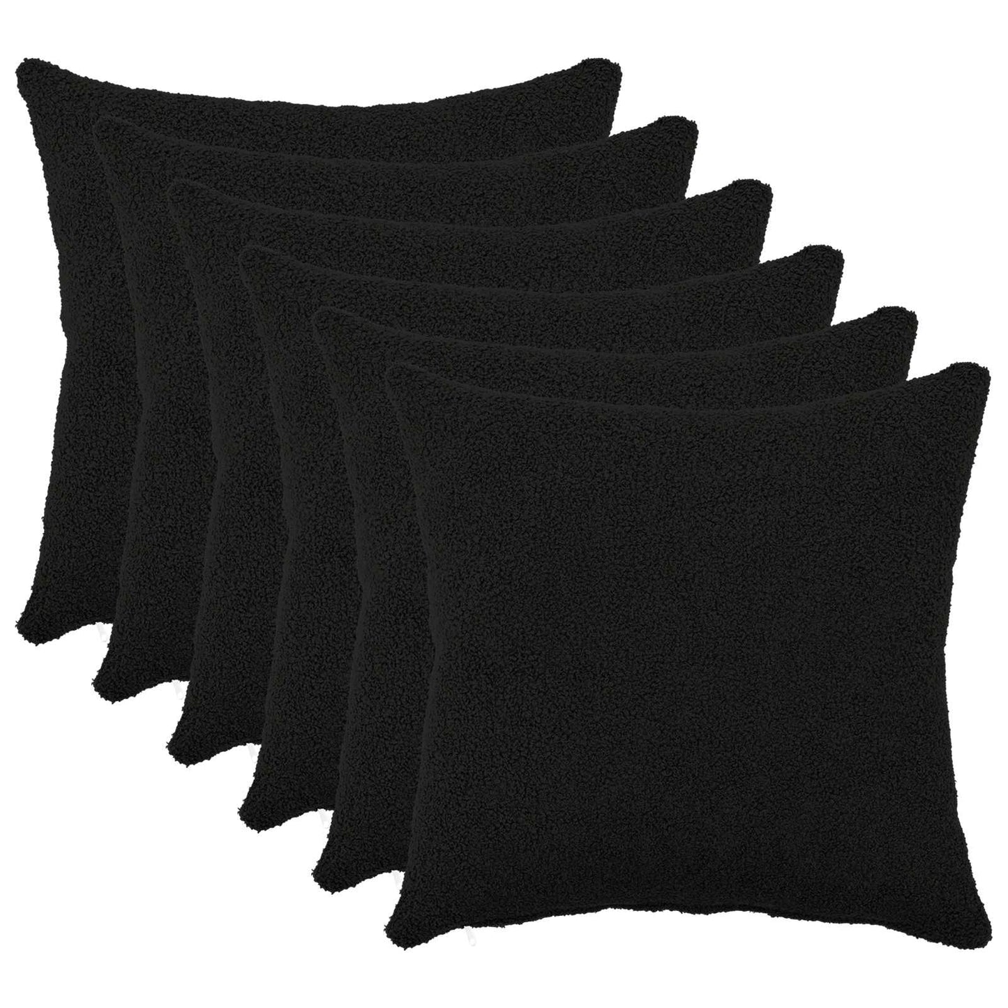 Pudebetræk 6 pcs HEERLEN Sort 35 x 35 cm Bouclé