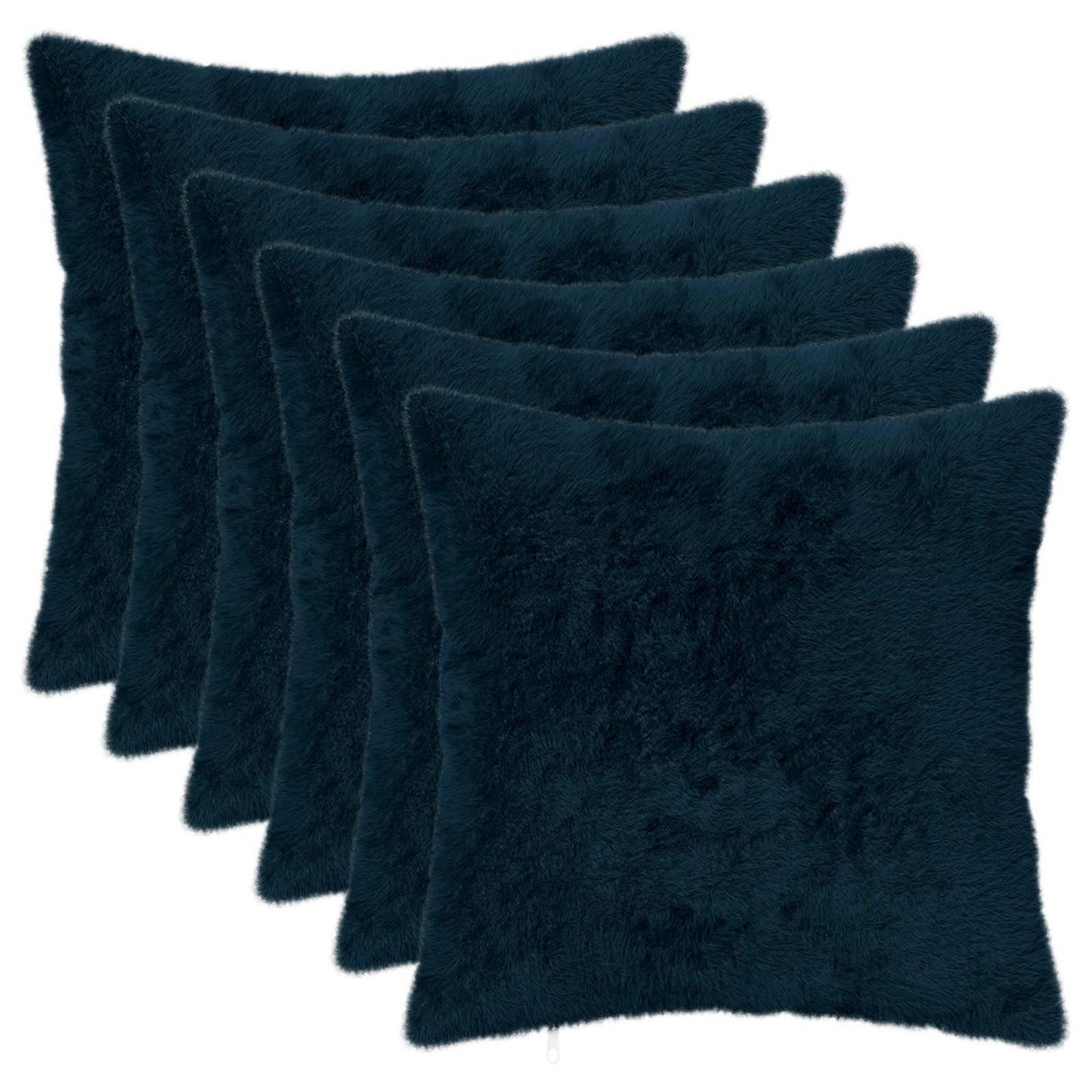 Pudebetræk 6 stk. HEERLEN Mørkeblå 35 x 35 cm Faux Kanin Pels