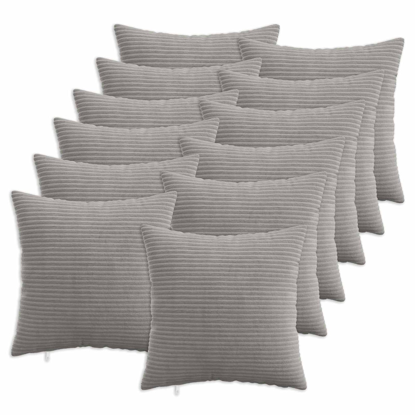 Pudebetræk 12 pcs HEERLEN Lysegrå 40 x 40 cm cordfløjl
