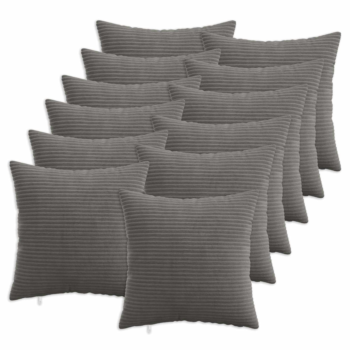 Pudebetræk 12 pcs HEERLEN Mørkegrå 40 x 40 cm cordfløjl
