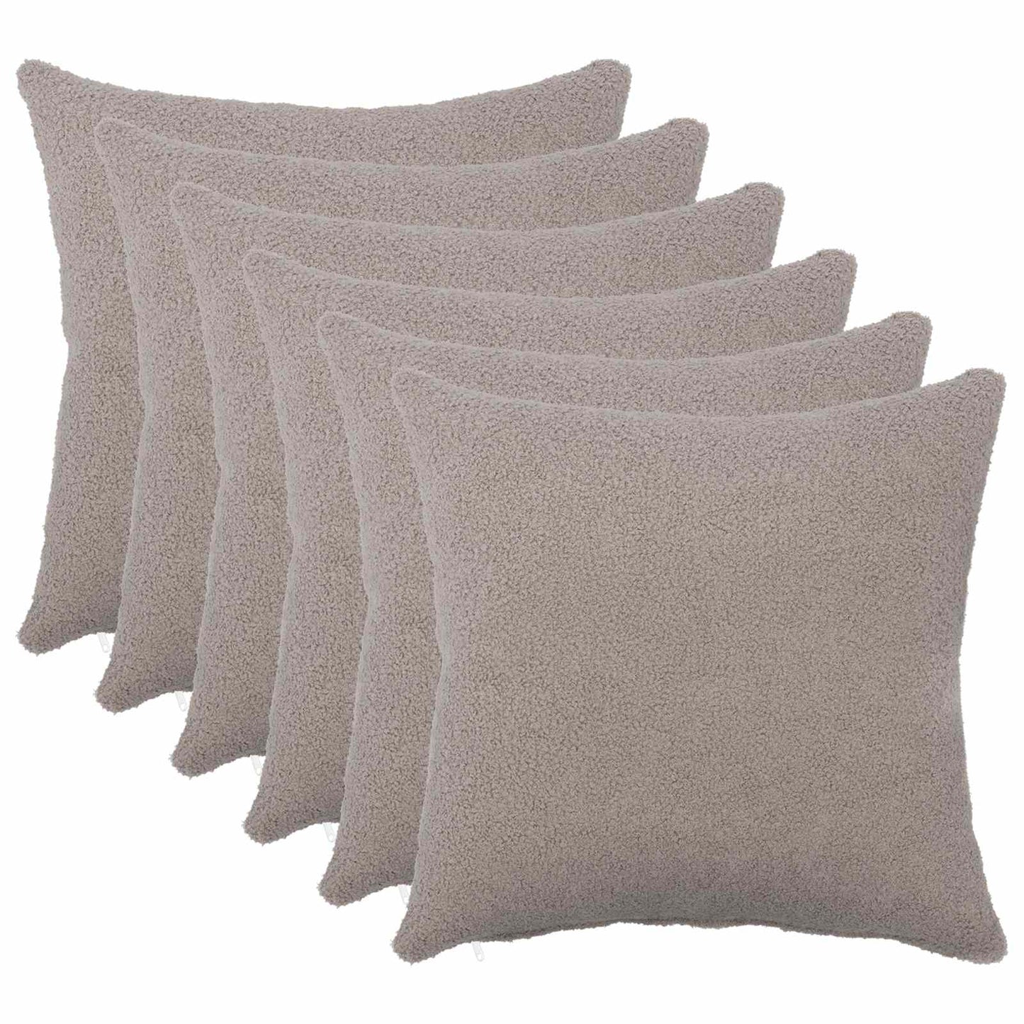 Pudebetræk 6 pcs HEERLEN Lysegrå 40 x 40 cm Bouclé