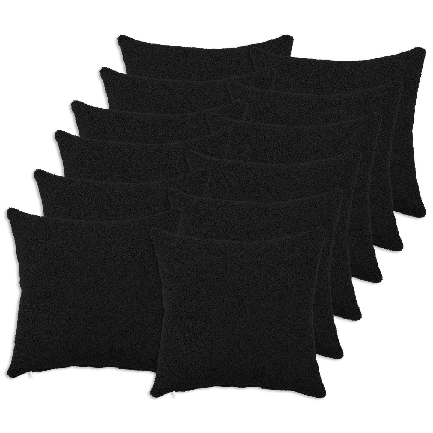Pudebetræk 12 pcs HEERLEN Sort 40 x 40 cm Bouclé