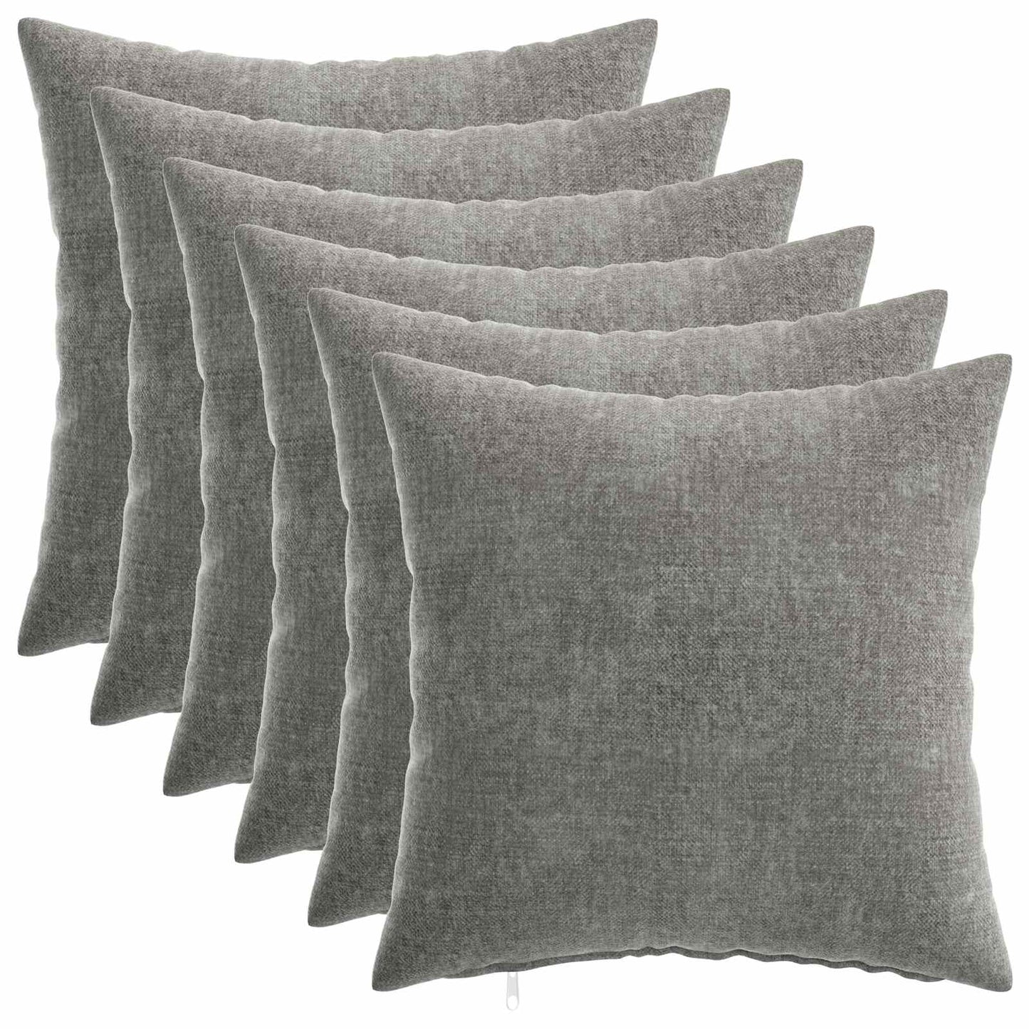 Pudebetræk 6 stk. HEERLEN Mørkegrå 40 x 40 cm Chenille Stof
