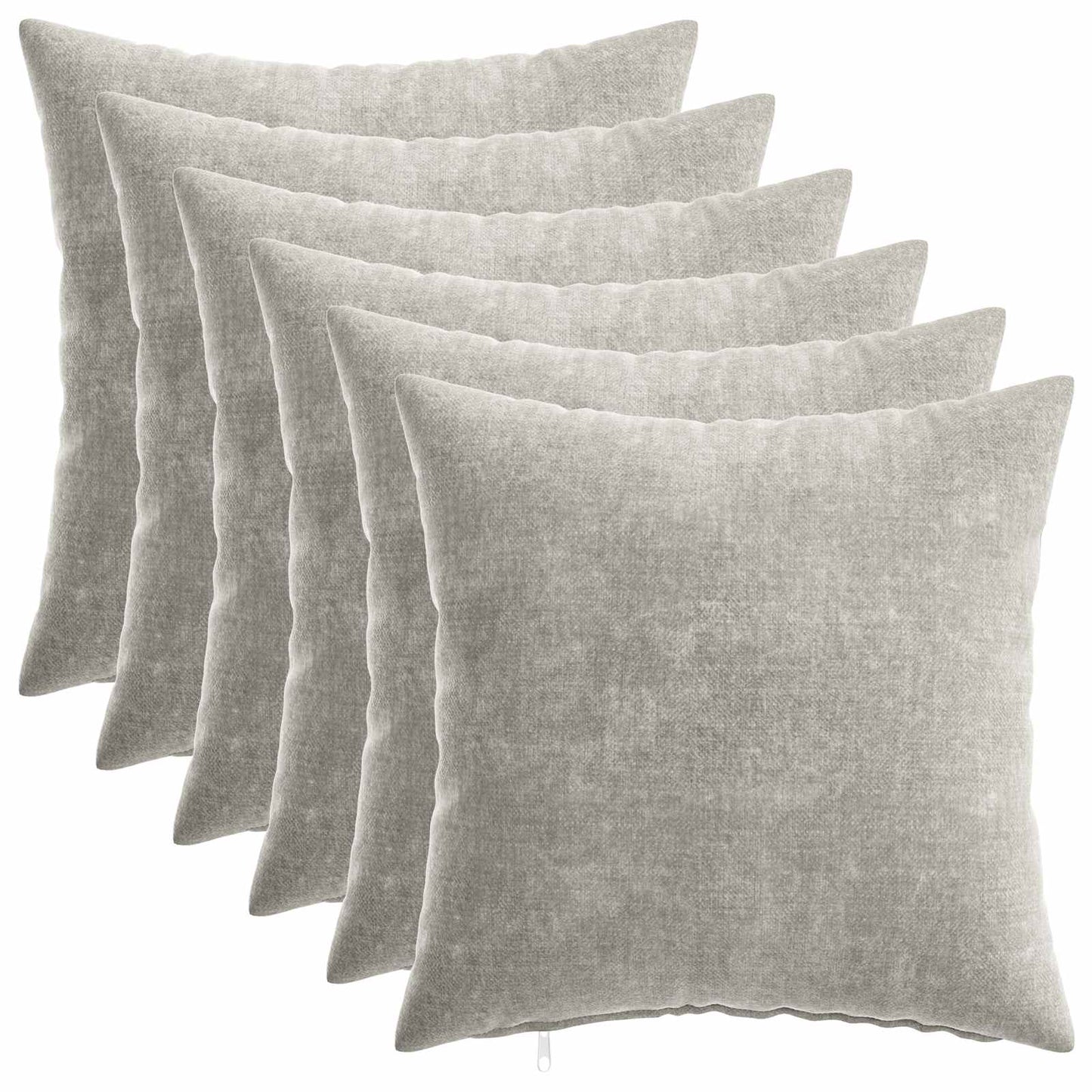 Pudebetræk 6 stk. HEERLEN Lysegrå 40 x 40 cm Chenille Stof