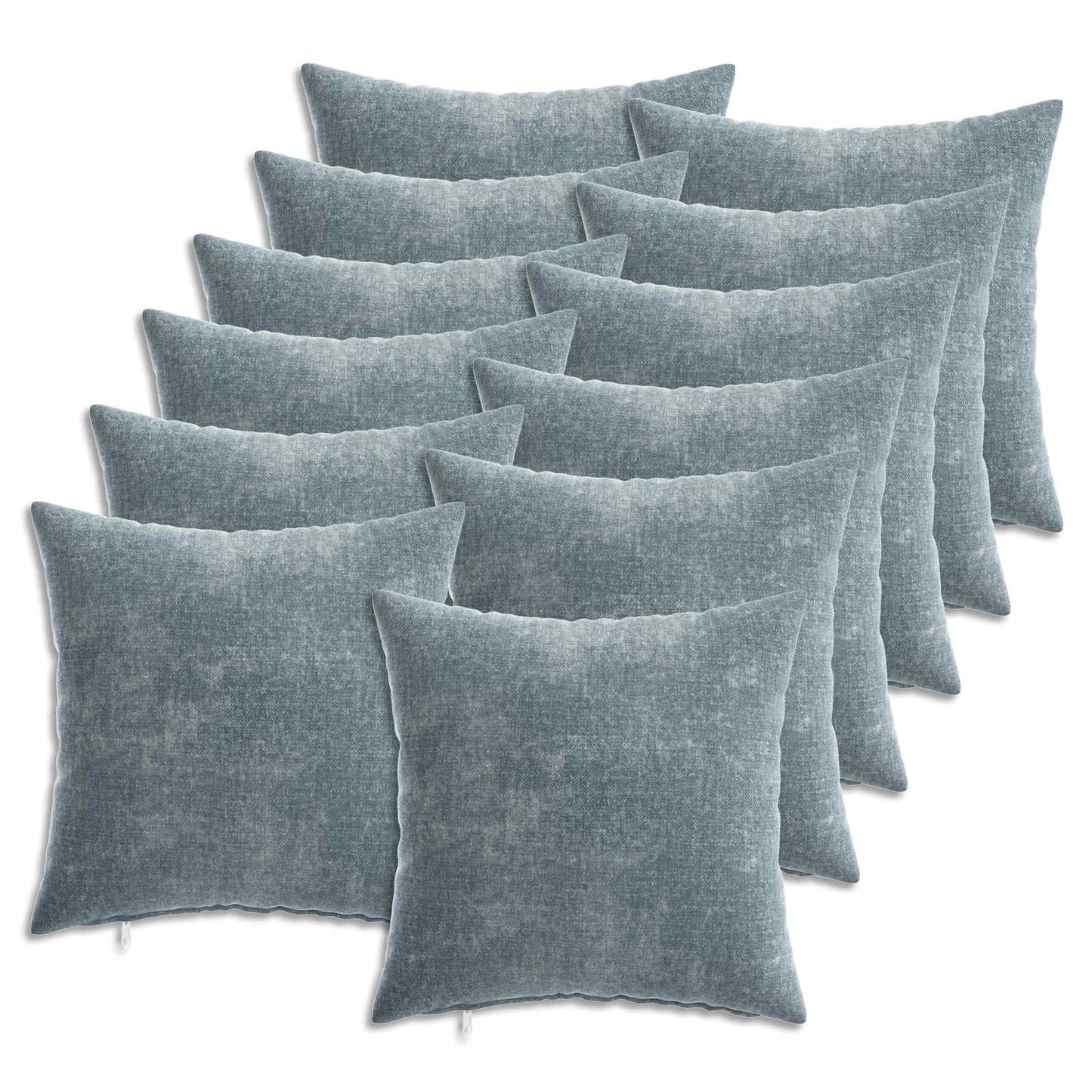 Pudebetræk 12 stk. HEERLEN Lyseblå 40 x 40 cm Chenille Stof