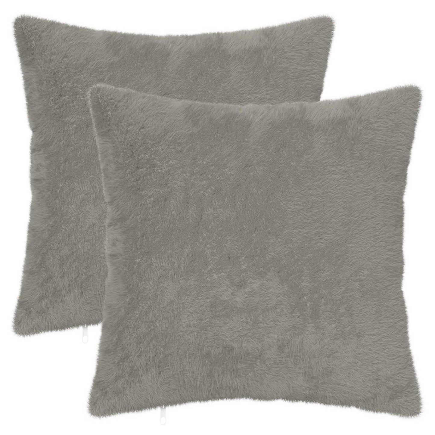 Pudebetræk 2 stk. HEERLEN Lysegrå 40 x 40 cm Faux Kanin Pels
