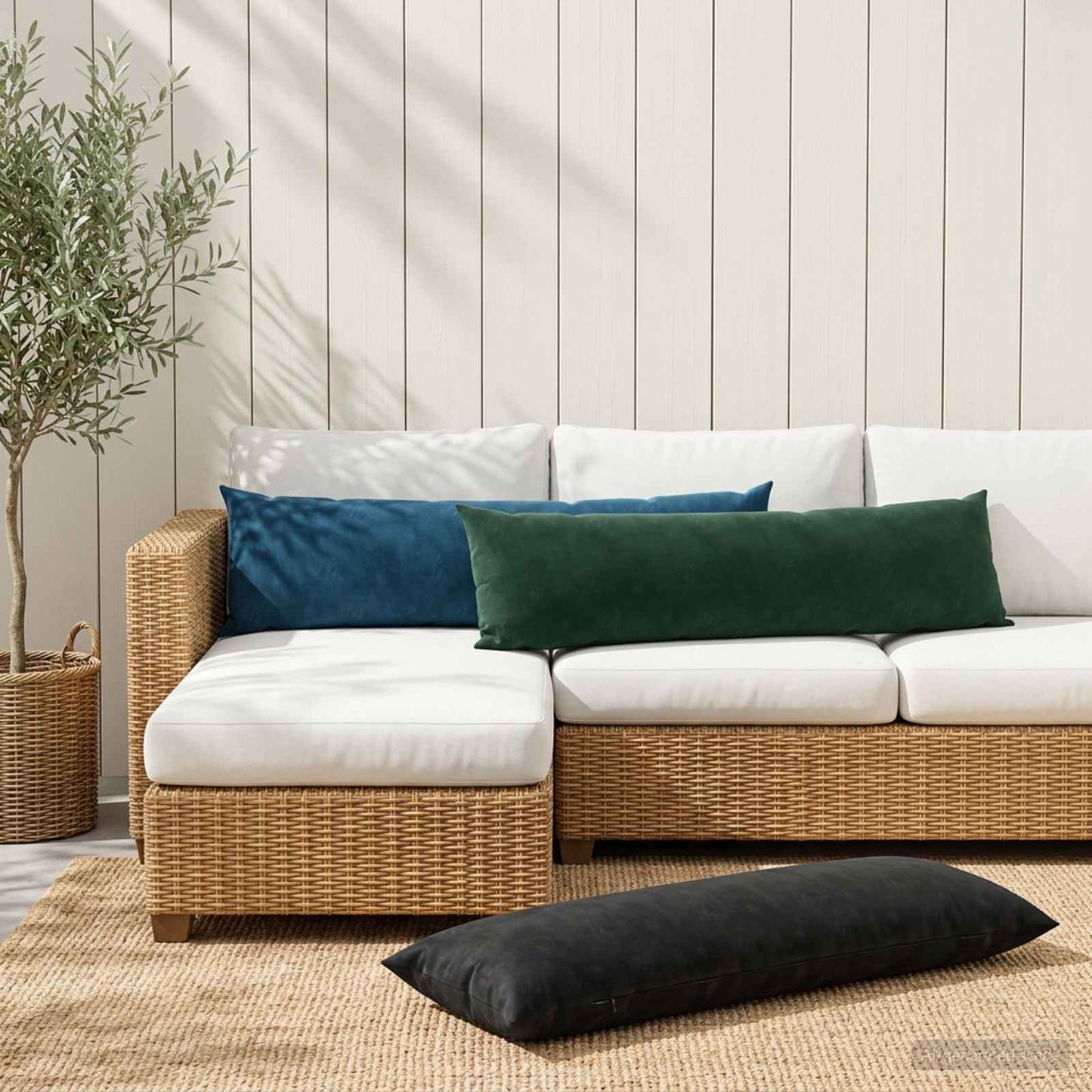 Pudebetræk HEERLEN Sort 40 x 145 cm Fløjl