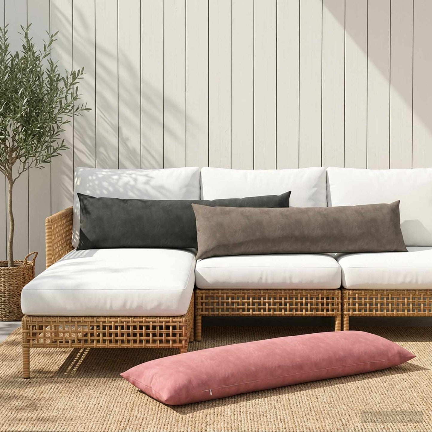 Pudebetræk HEERLEN Lysegrå 40 x 145 cm Fløjl