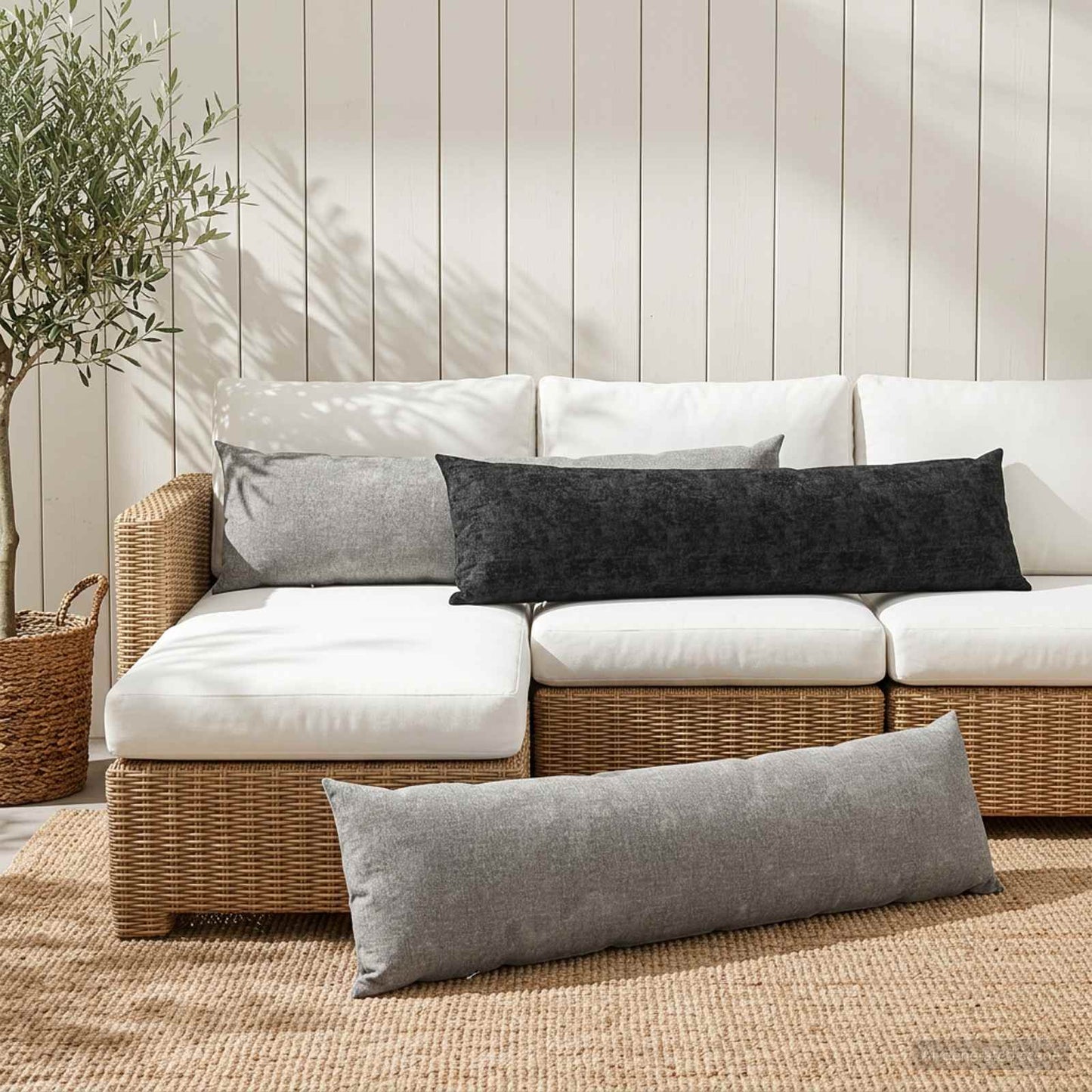 Pudebetræk 2 stk. HEERLEN Lysegrå 40 x 145 cm Chenille Stof