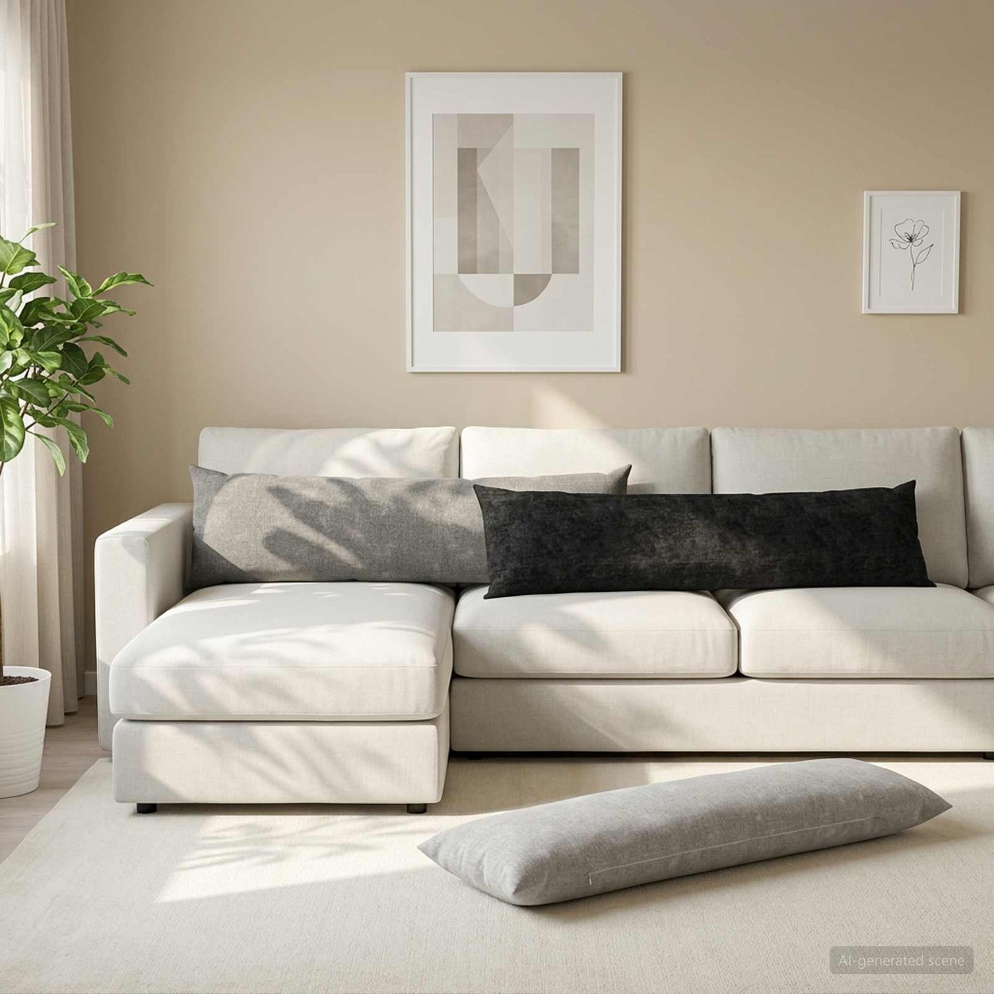 Pudebetræk 2 stk. HEERLEN Lysegrå 40 x 145 cm Chenille Stof