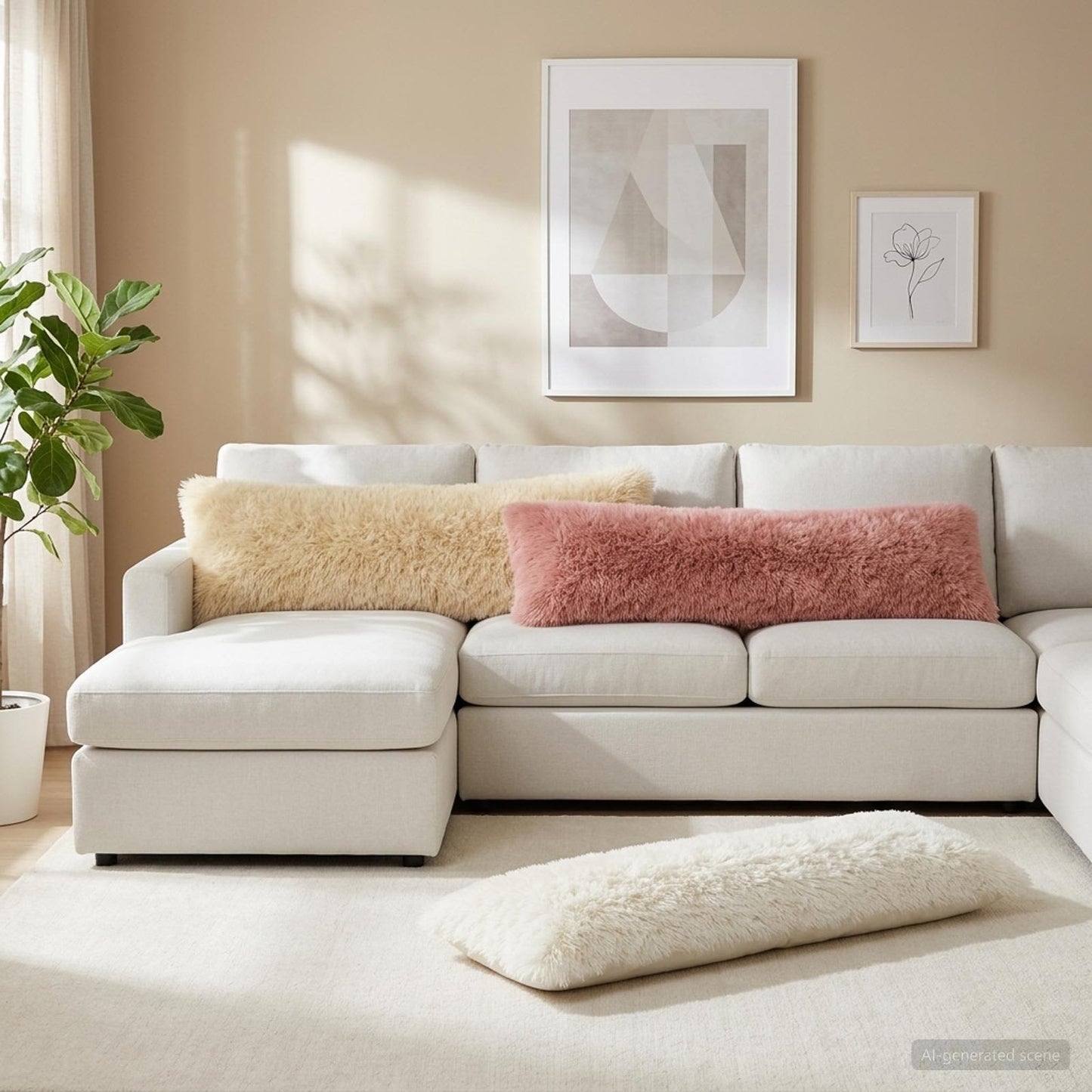 Pudebetræk HEERLEN Cremefarvet 40 x 145 cm PV Fleece