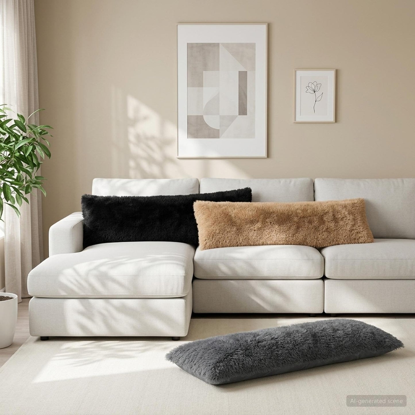 Pudebetræk 2 pcs HEERLEN Gråbrun 40 x 145 cm PV Fleece