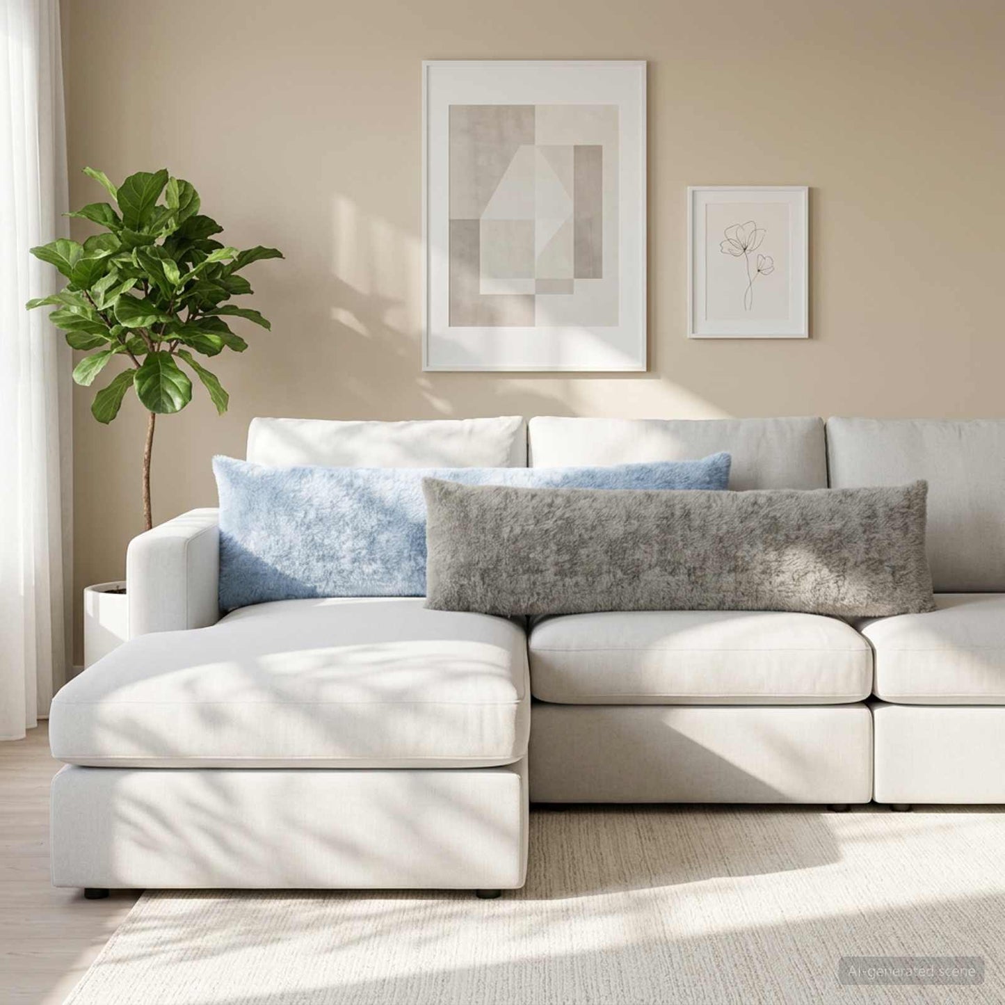 Pudebetræk HEERLEN Lyseblå 40 x 145 cm Faux Kanin Pels