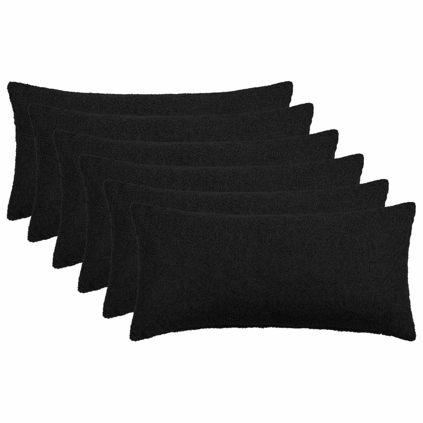 Pudebetræk 6 pcs HEERLEN Sort 40 x 70 cm Bouclé