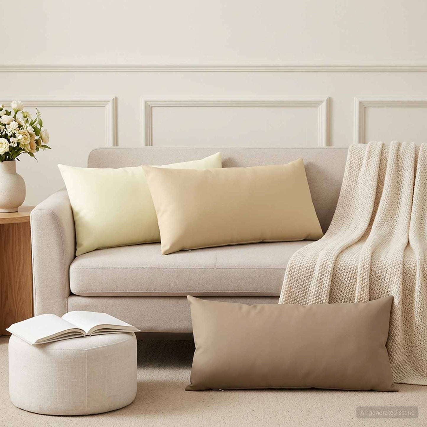 Pudebetræk 2 pcs HEERLEN Beige 40 x 80 cm Polyester