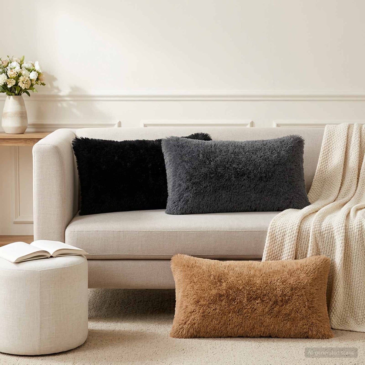 Pudebetræk 12 pcs HEERLEN Gråbrun 40 x 80 cm PV Fleece