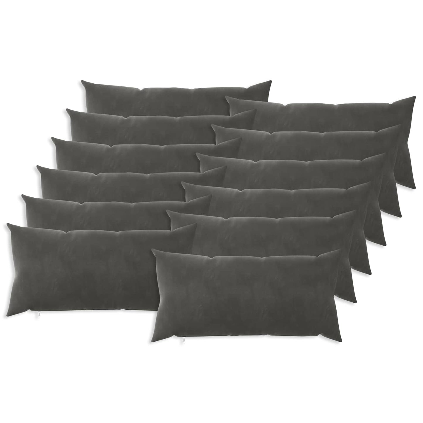 Pudebetræk 12 pcs HEERLEN Mørkegrå 40 x 80 cm Fløjl