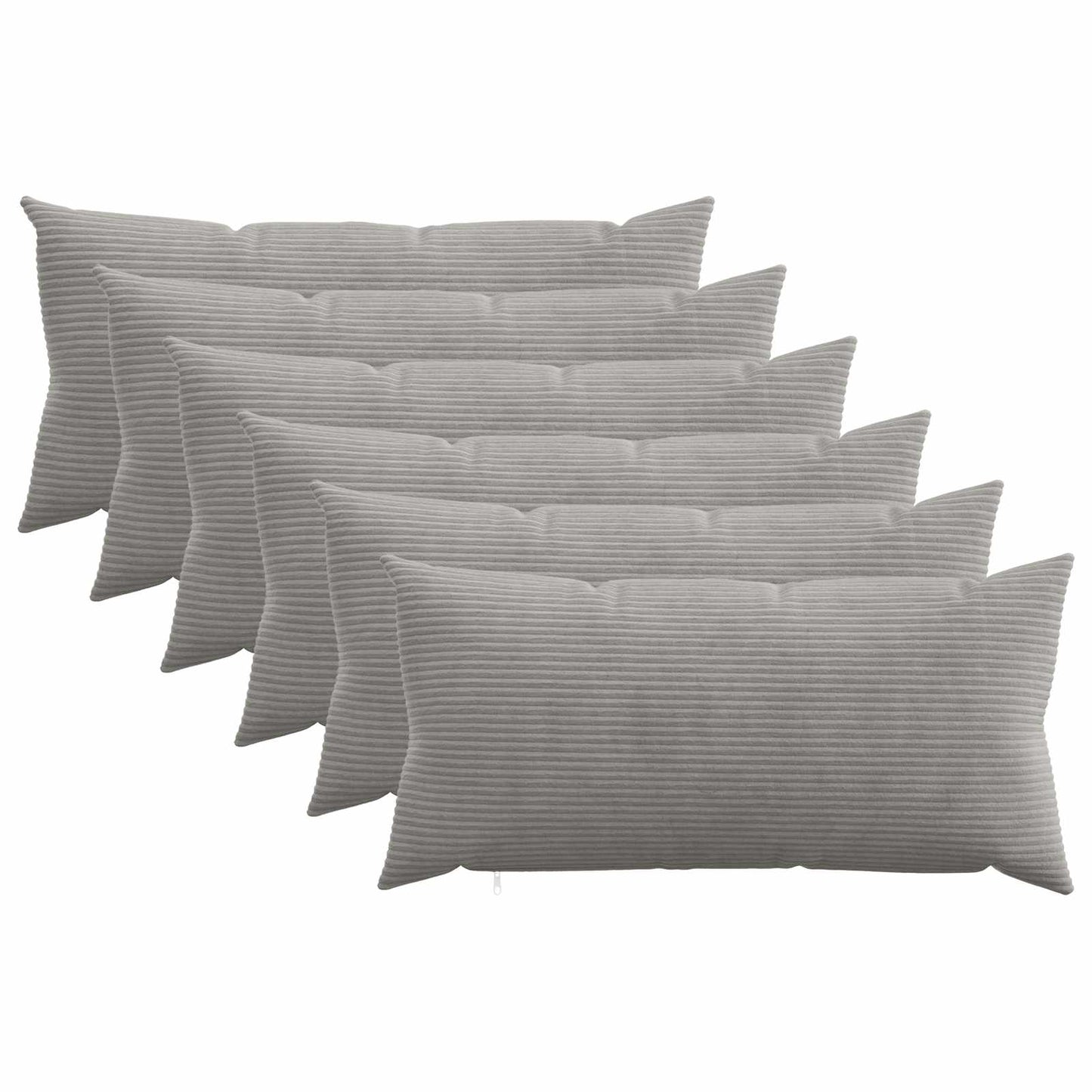 Pudebetræk 6 pcs HEERLEN Lysegrå 40 x 80 cm cordfløjl