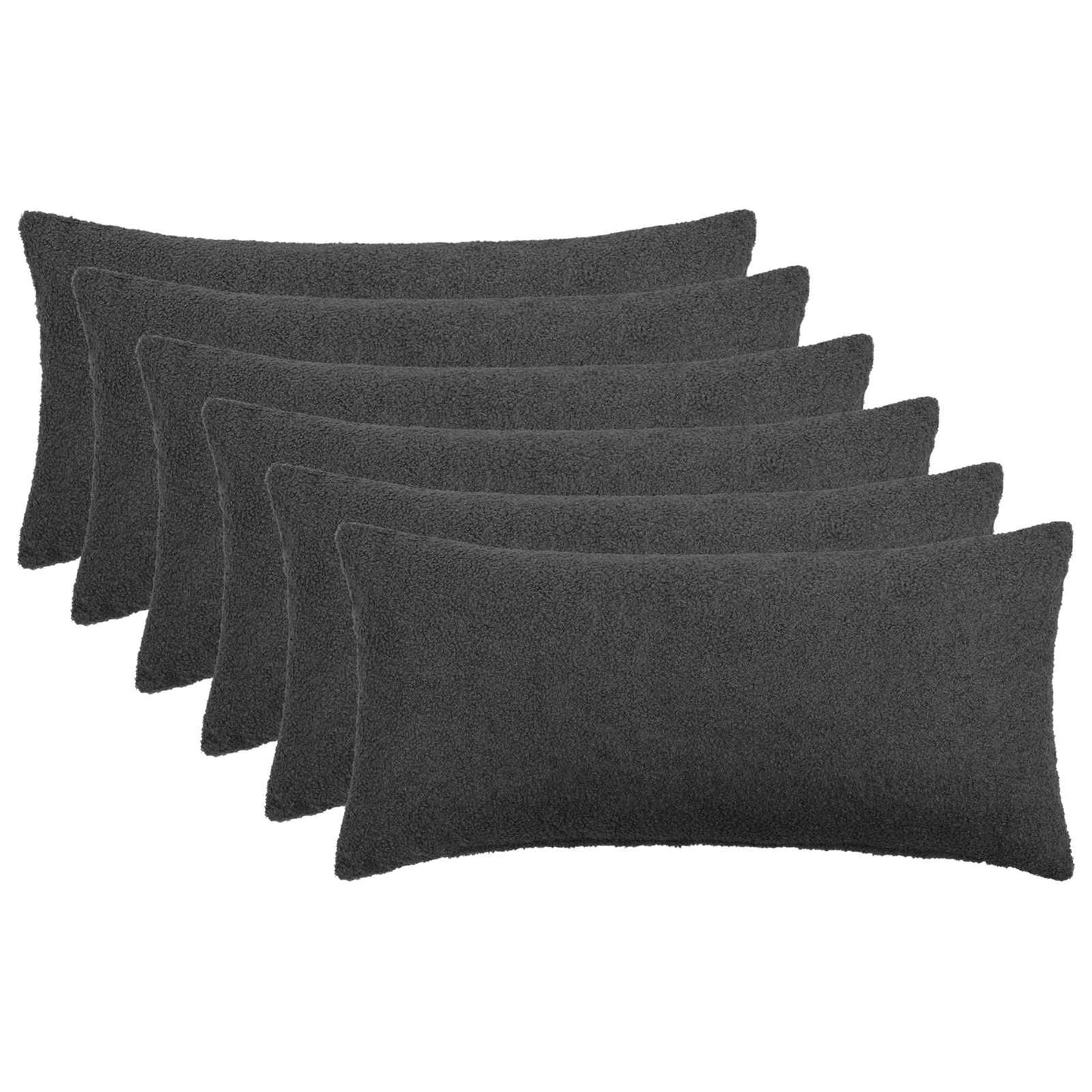 Pudebetræk 6 pcs HEERLEN Mørkegrå 40 x 80 cm Bouclé